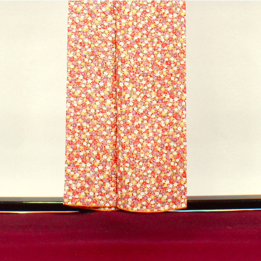 小紋 身丈152cm 裄丈61.5cm 袷  猩々緋色 梅 紬地  正絹 Sランク 赤系 1115002992212