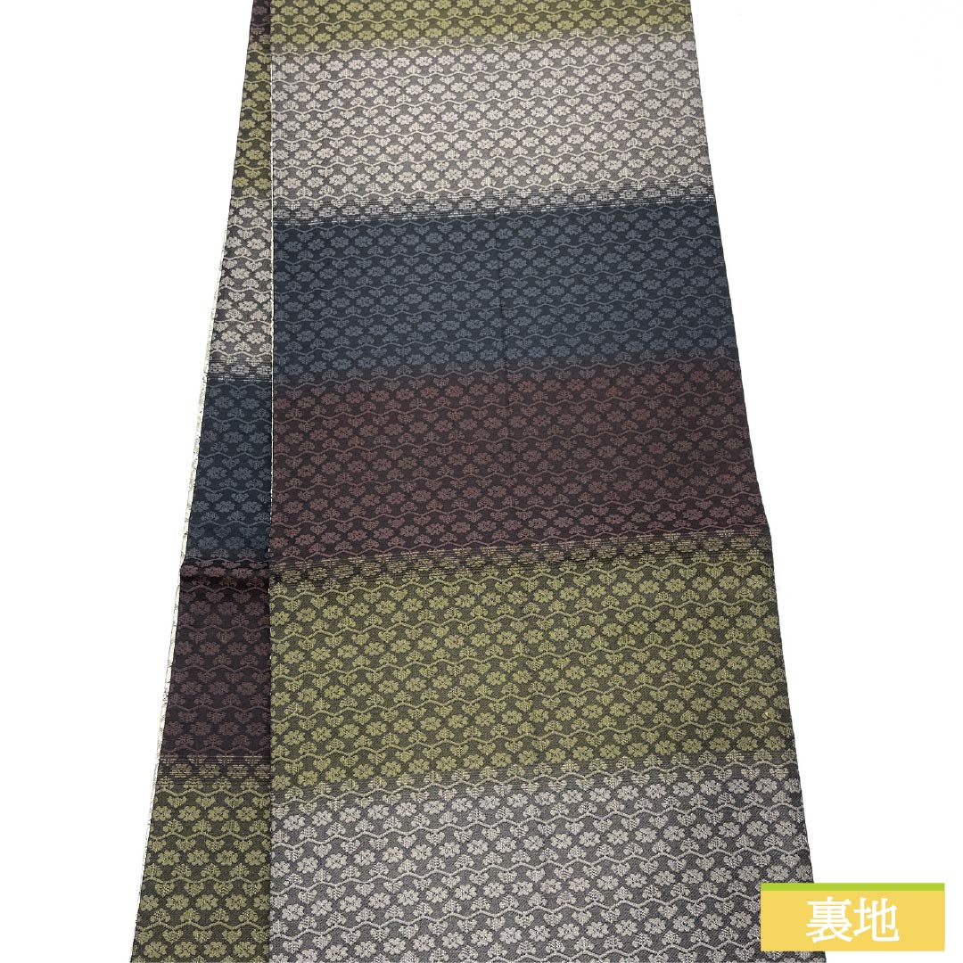 袋帯 正絹 七宝 花菱 帯丈450cm Sランク 全通 セミフォーマル グラデーション系 1123014852499