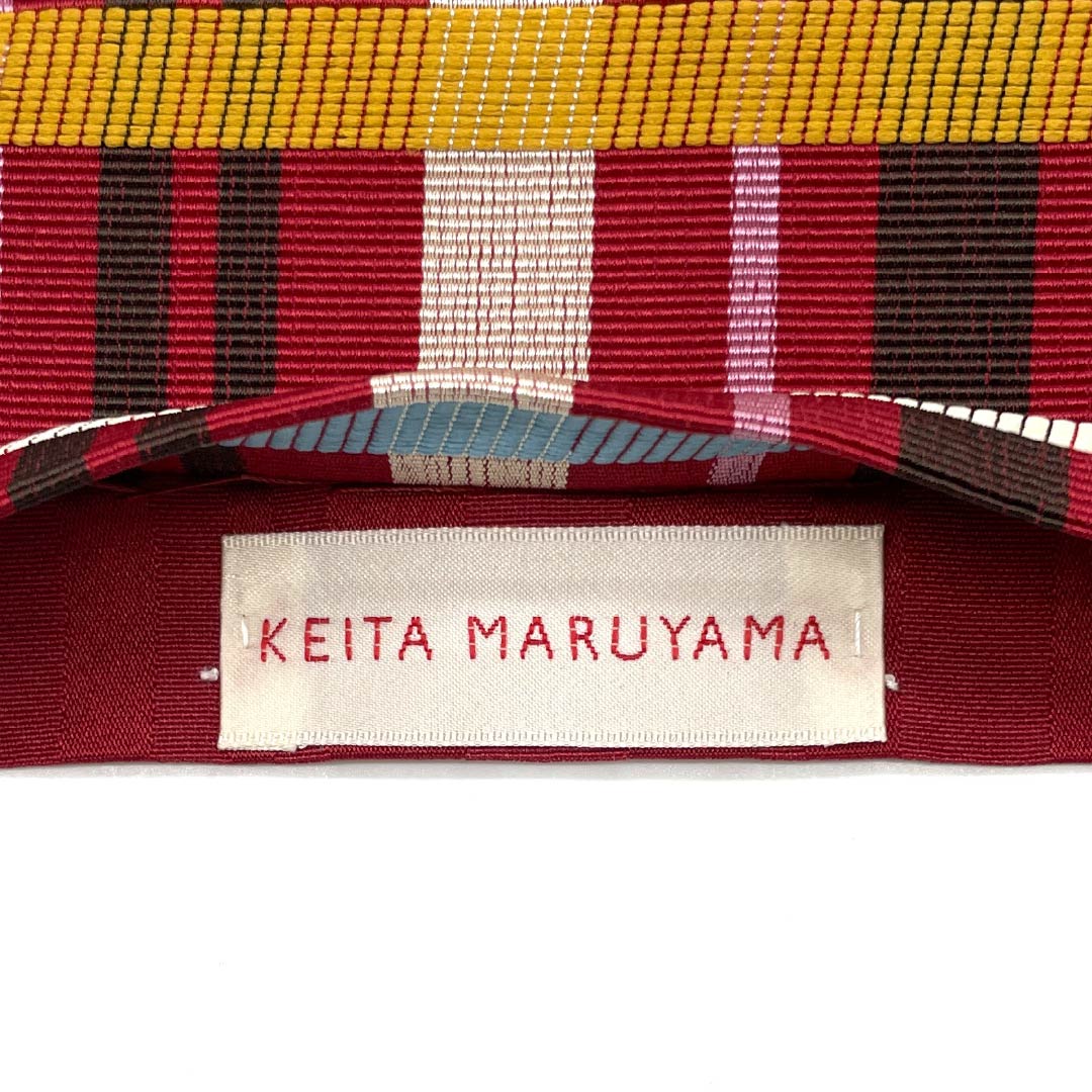 半幅帯 ポリエステル Aランク 真紅色（しんくいろ） KEITA MARUYAMA 格子 広幅 帯丈384cm 赤系 1125005253312