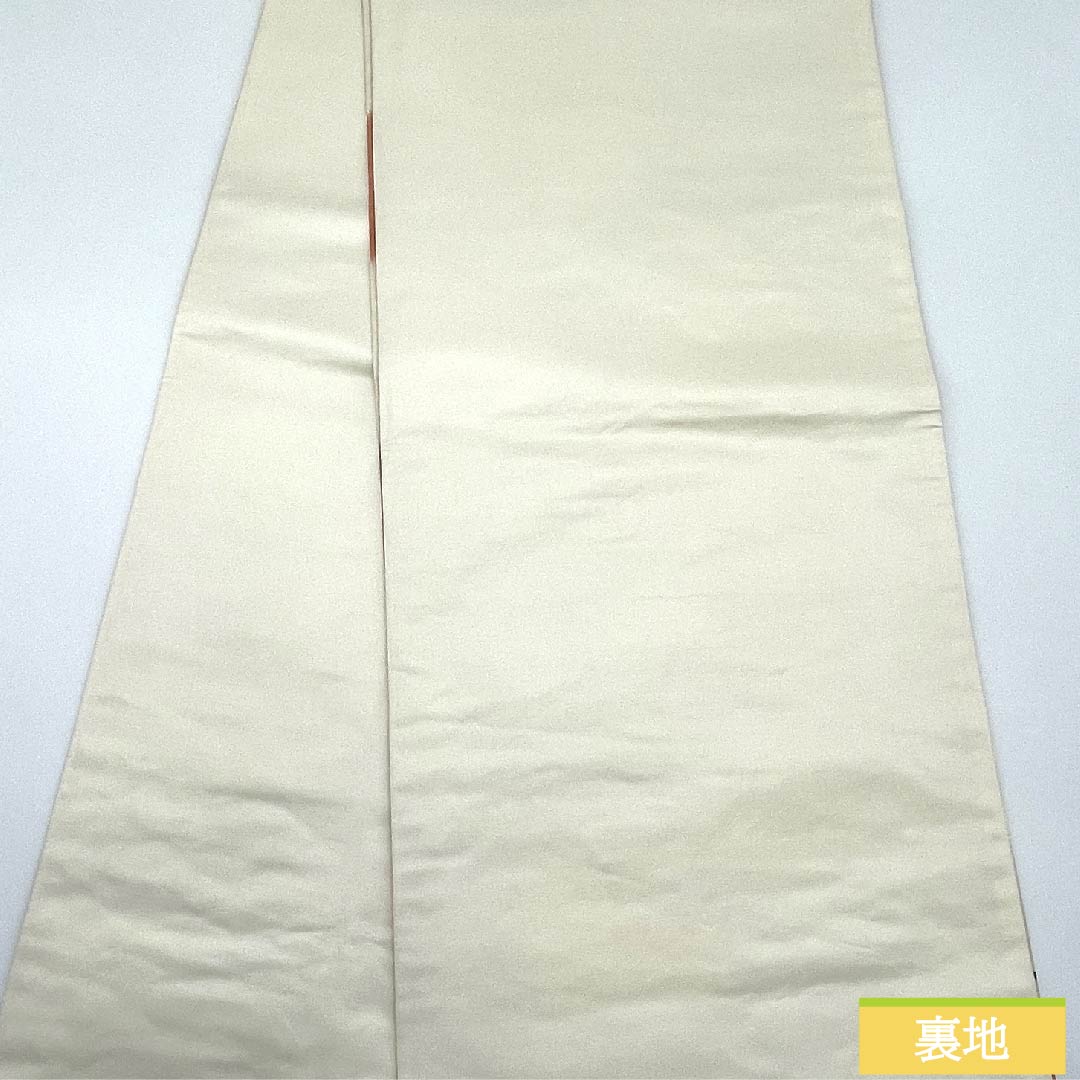 袋帯 珊瑚色（さんごいろ） 花車 観世流水 変わり市松 帯丈428cm 正絹 Aランク 六通 フォーマル 橙系 1123011133326
