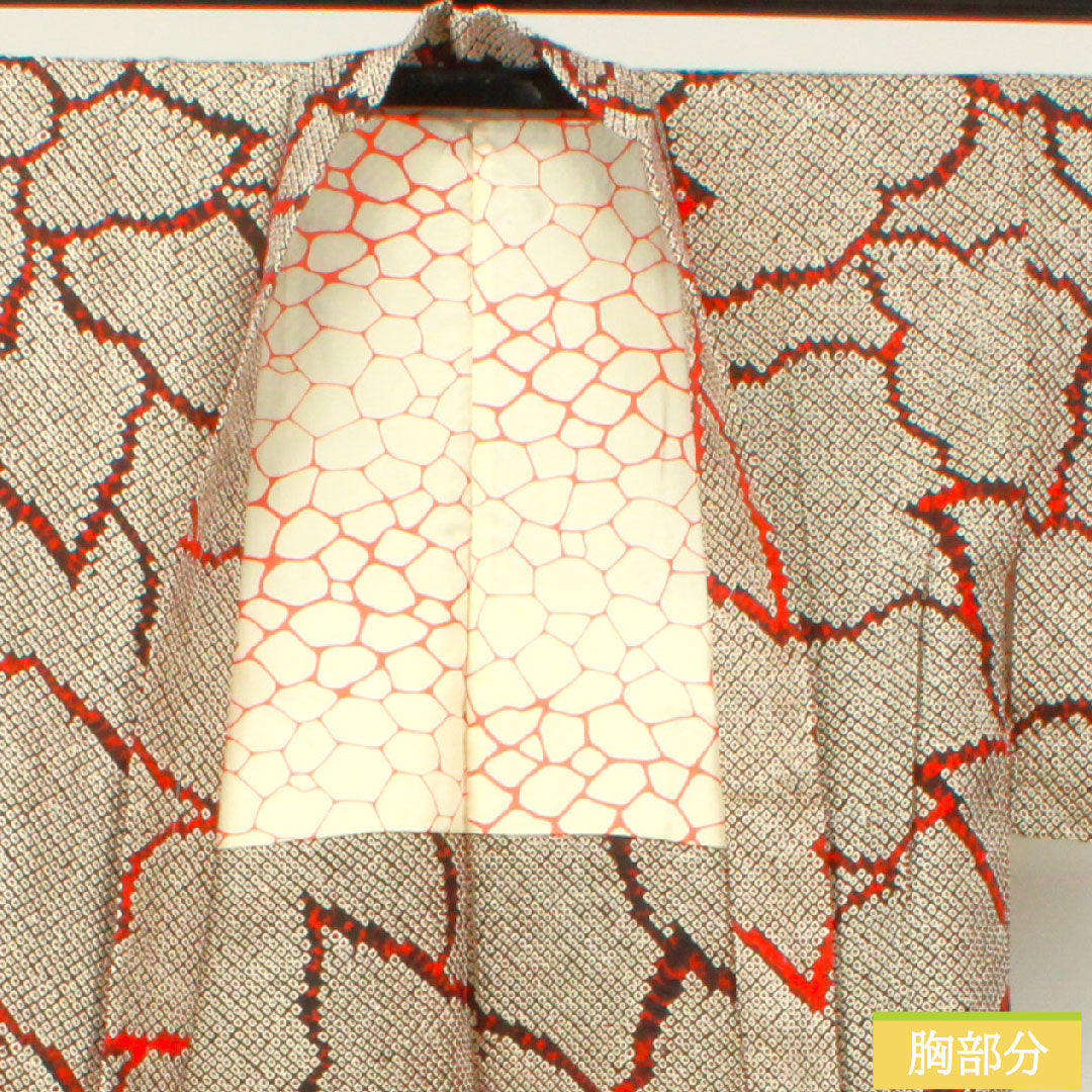 羽織 正絹 身丈78.5cm 裄丈65.5cm 総絞り 抽象模様 しつけ糸付き 未使用品 Sランク 袷 黒系 1117001082910