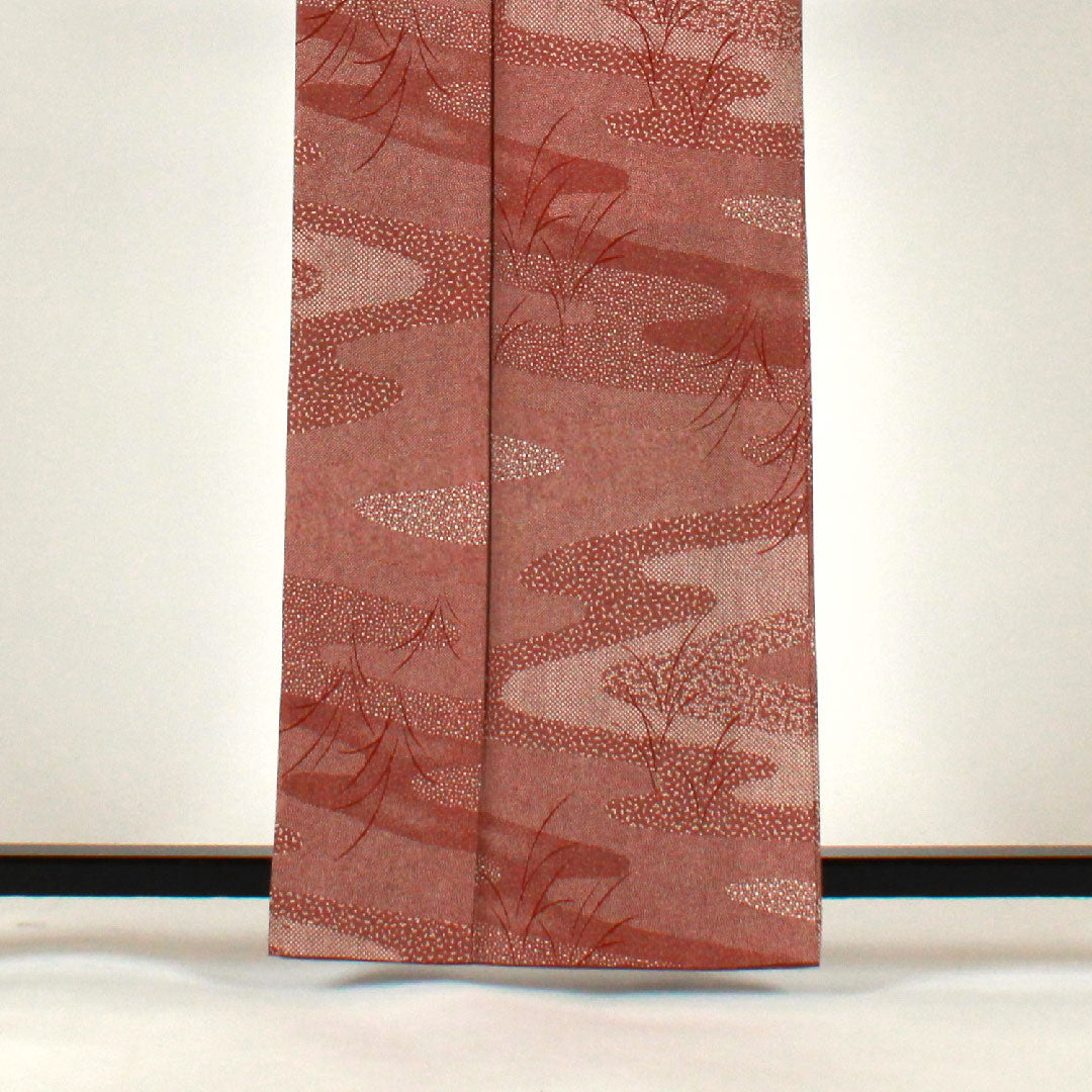 小紋 身丈163cm 裄丈65cm 袷  江戸小紋 洗える着物  ポリ Aランク 茶系 1115001533414