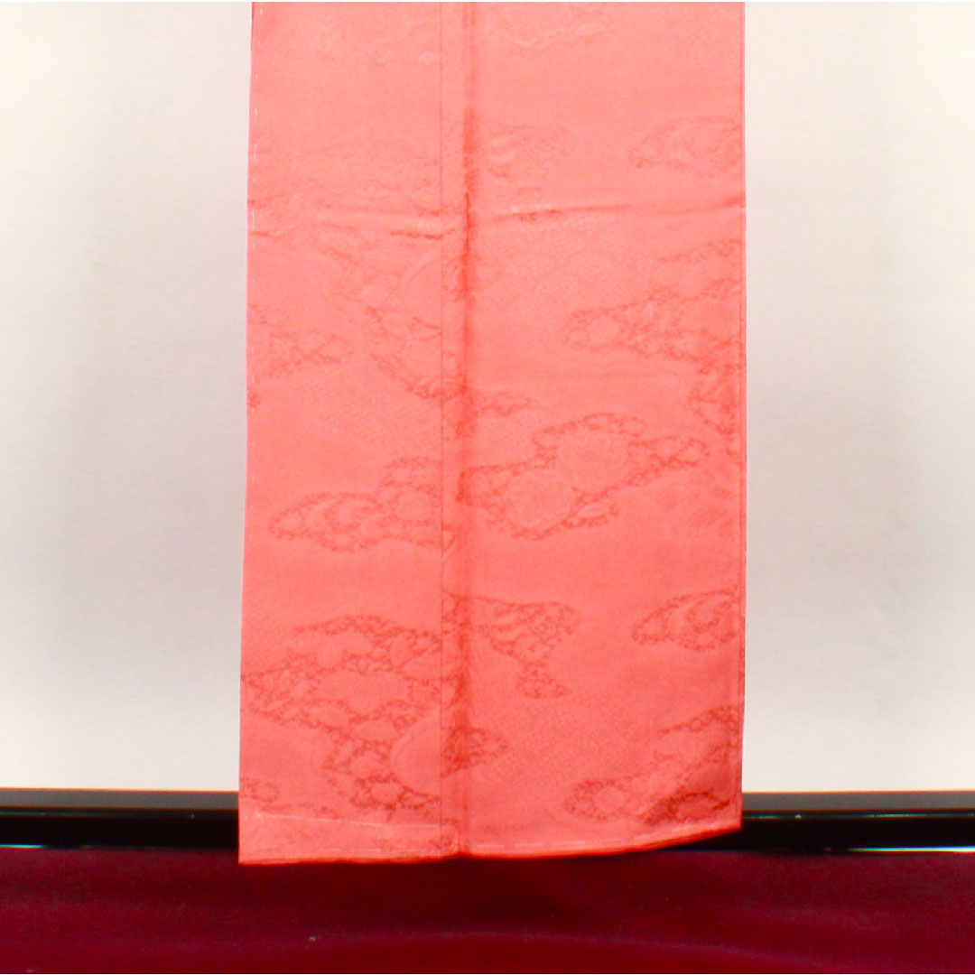 色無地 中紅色 辻ヶ花 剣片喰  身丈155.5cm 裄丈64.5cm 袷  正絹 Sランク 朱系 1114000492316