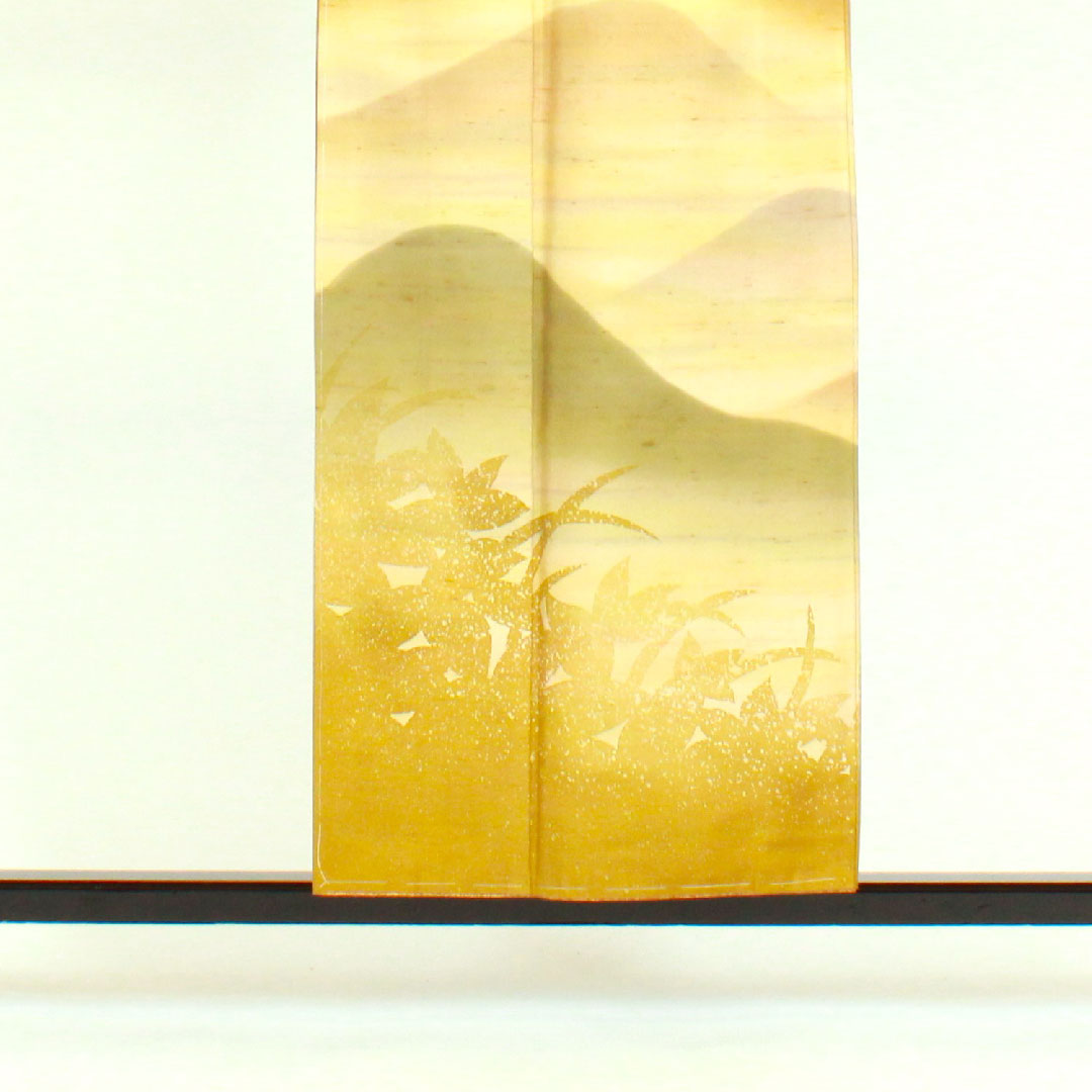 訪問着 袷 身丈157cm 裄丈63cm 牛首紬 遠山 草葉模様 正絹 Sランク 黄系 1112000522323