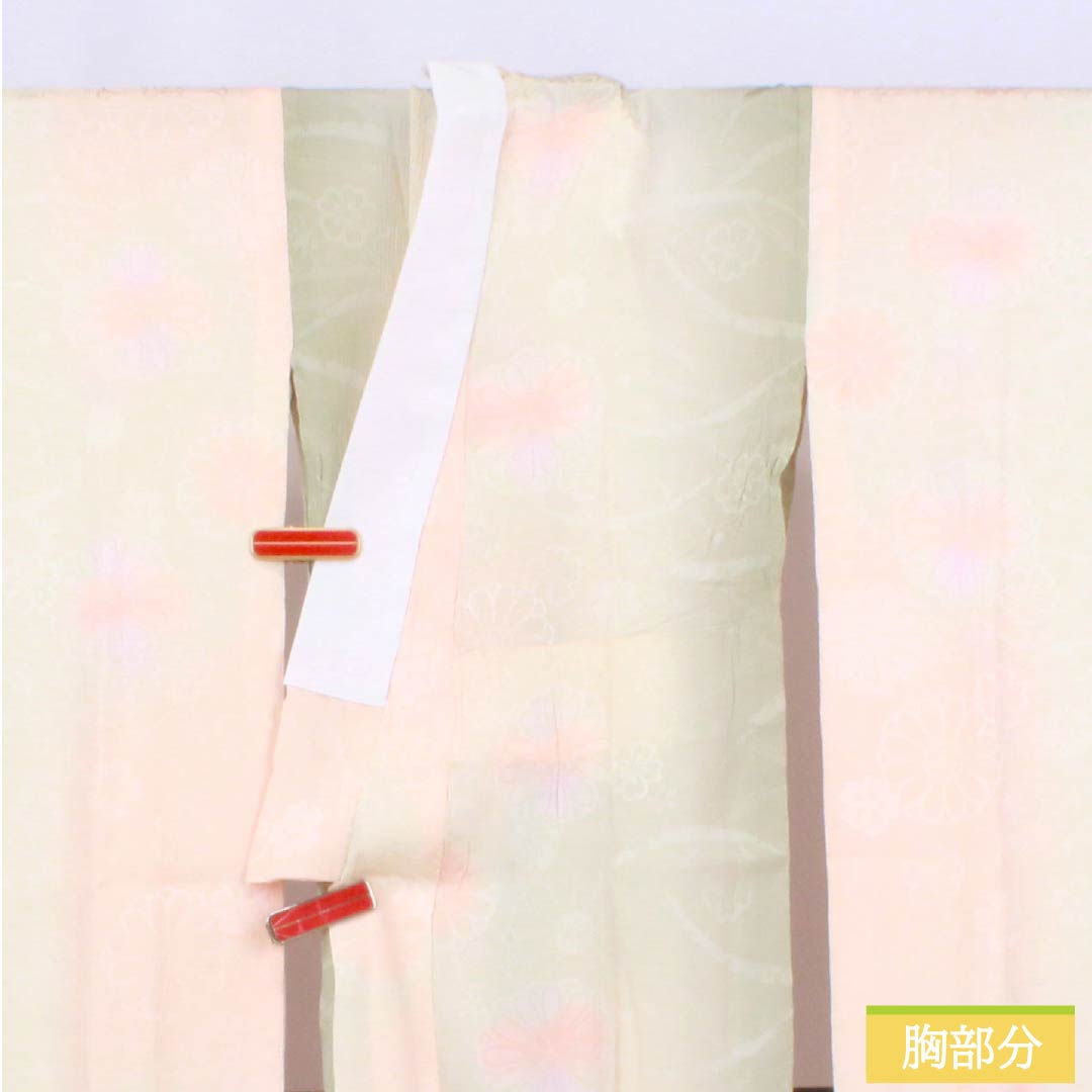 長襦袢 正絹 Sランク 身丈119cm 裄丈61.5cm 単衣 乙女色（おとめいろ） ボカシ染 菊 半衿付き ピンク系 1129000842113