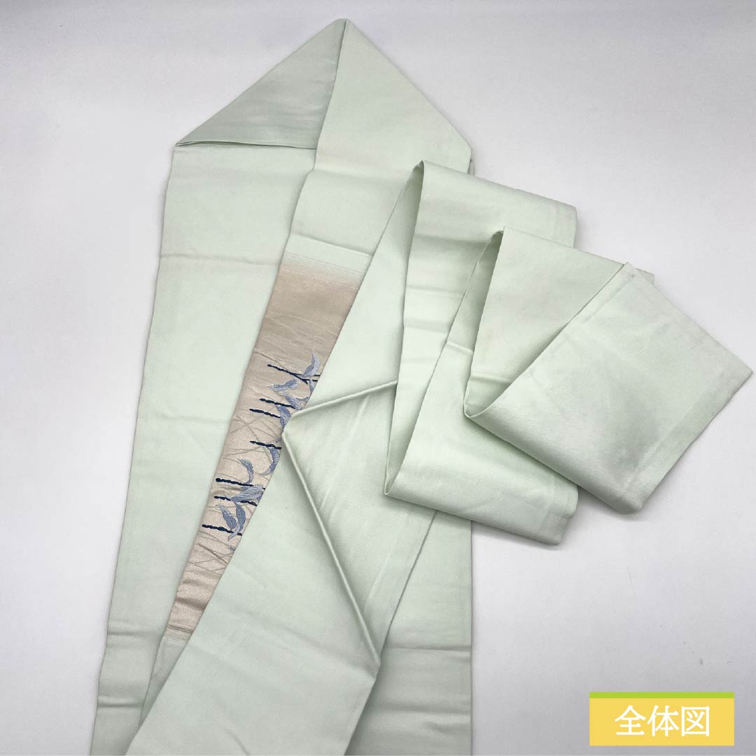 Nagoya obi, Unohanairo (color of Unohana), Karaori, floral pattern, obi length 359cm, pure silk, A rank, point pattern, casual, light blue, 1124007423324, Nagoya tailoring