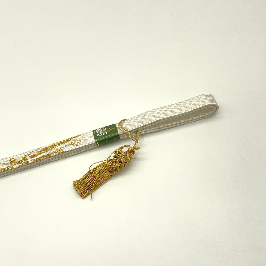 （新古品） 帯締め・帯揚げセット 正絹 NEWランク 白色（しろいろ） 留袖用 古典柄 扇 長さ約160cm 幅約1.7cm フォーマル 白系 1141000451311