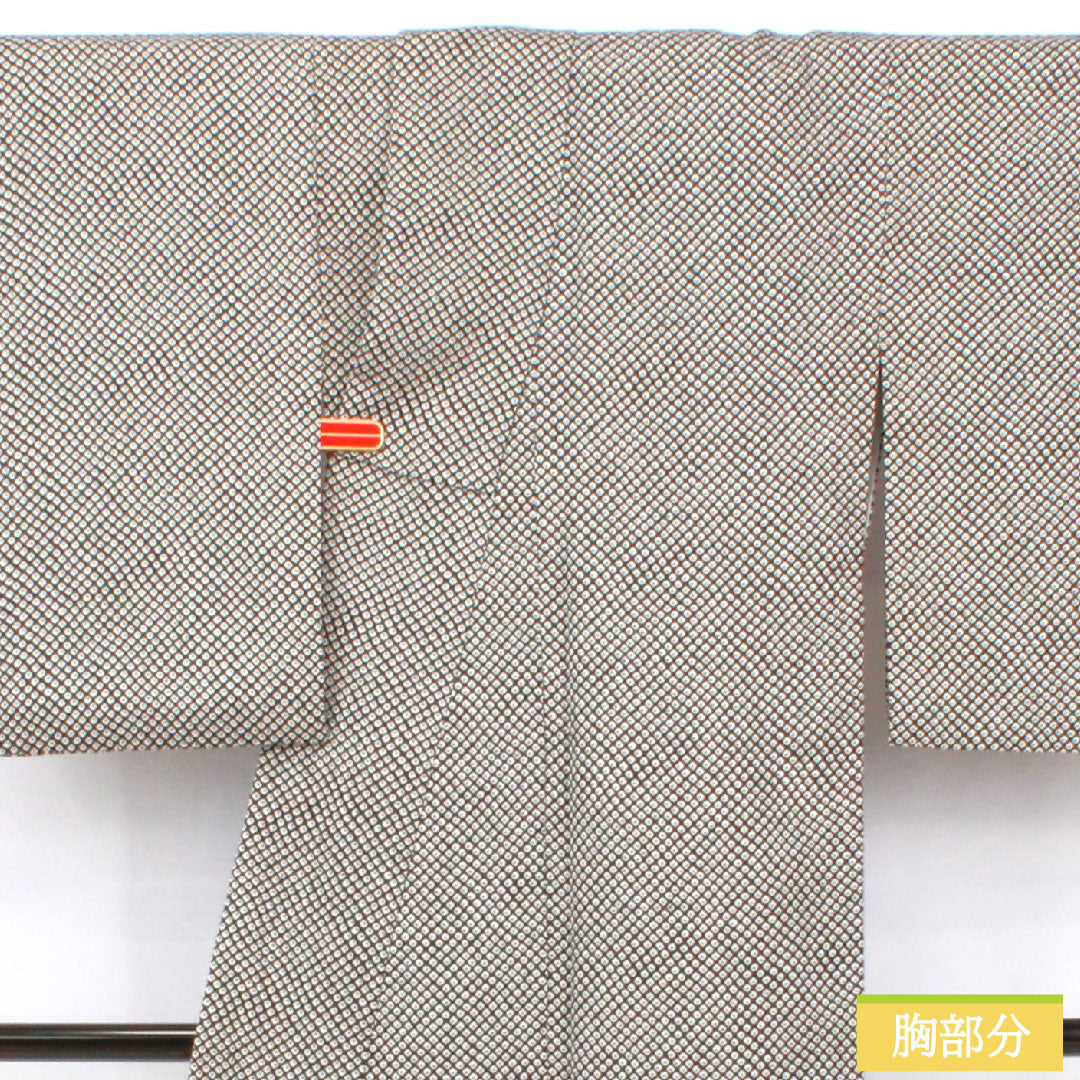 小紋 ポリエステル 身丈161.5cm 裄丈63.5cm 袷 洗える着物 染め疋田 Aランク 黒系 1115004583410