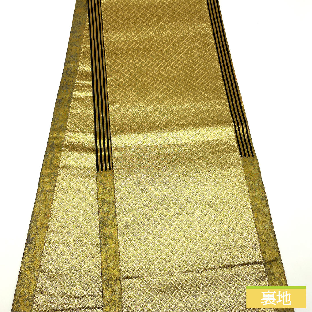 袋帯 正絹 Sランク 引箔 西陣織 吉祥文様   帯丈440cm 六通 フォーマル 金系 1123016782321