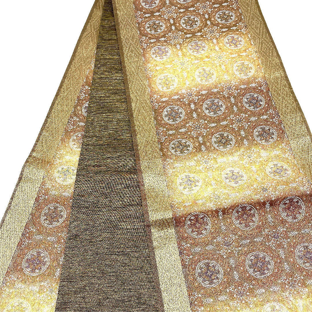 袋帯 正倉院文様 帯丈456cm 正絹 Sランク 全通 セミフォーマル 金系 1123003862421