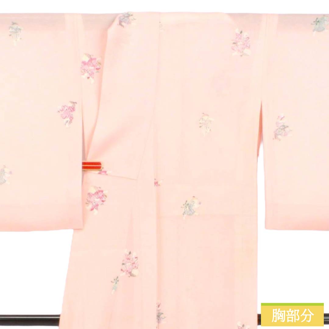 リサイクル着物】夏物 正絹 小紋 Sランク 身丈160.5cm 裄丈63cm 乙女色