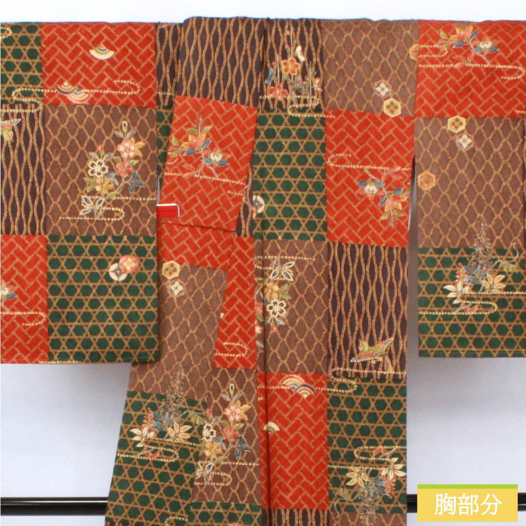 小紋 正絹 Sランク 身丈160cm 裄丈63cm 袷 京友禅 市松 古典柄 作家物 グラデーション系 1115006802499