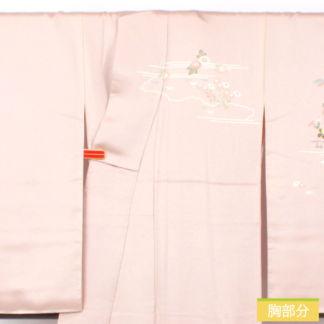訪問着 正絹 袷 身丈160.5cm 裄丈63cm 白梅色（しらうめいろ） 京友禅 茶屋辻模様 Bランク ピンク系 1112005894413