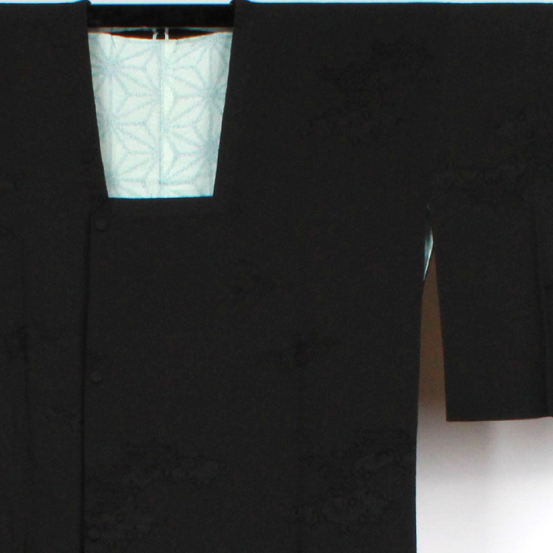 道行コート 身丈93cm 裄丈65cm 喪服用  正絹 Sランク 袷 黒系 1117000482910