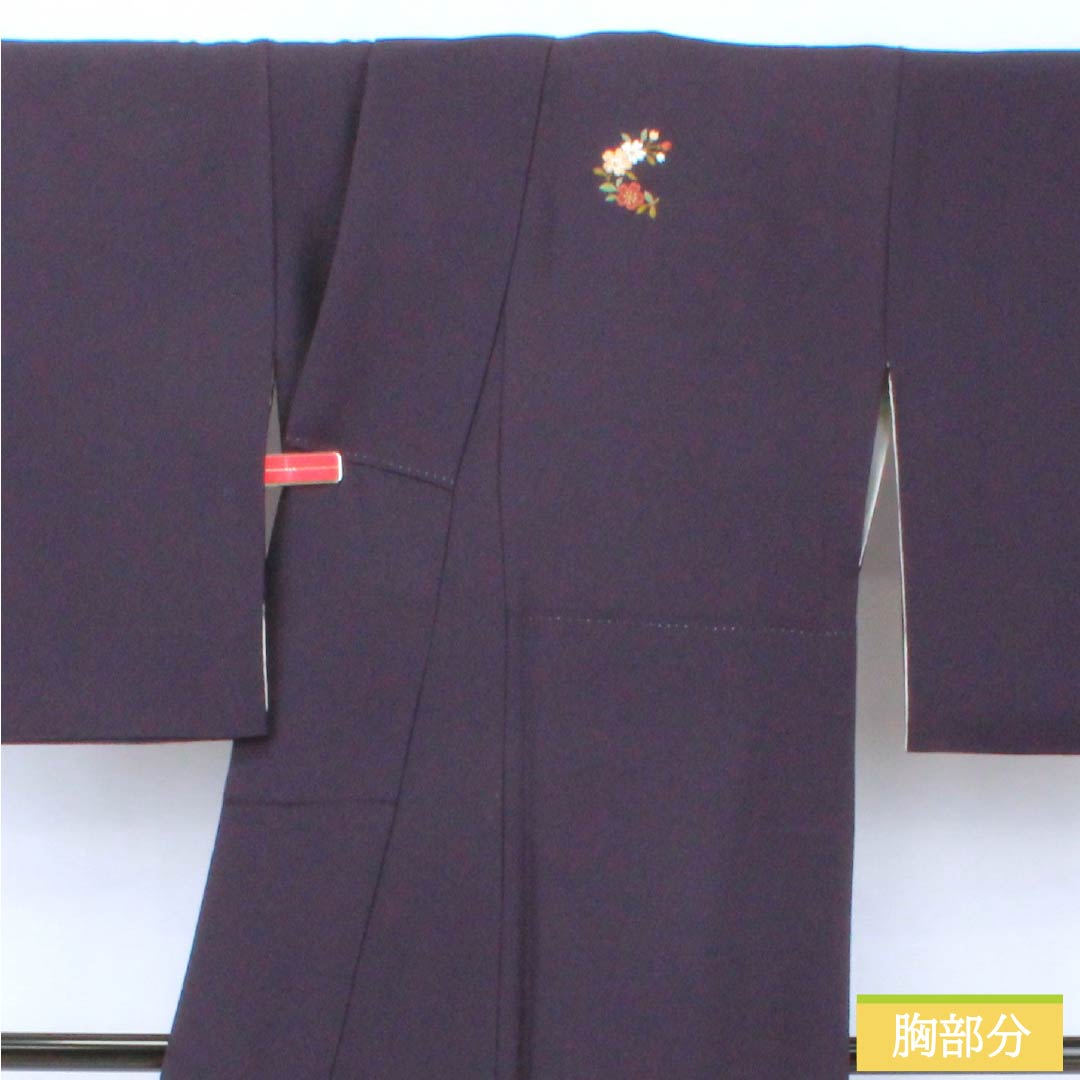訪問着 正絹 Aランク 袷 身丈157.5cm 裄丈64.5cm 紫烏色（しうしょく） 蘇州刺繡 花丸 吉祥文様 付下げ 紫系 1112007233320