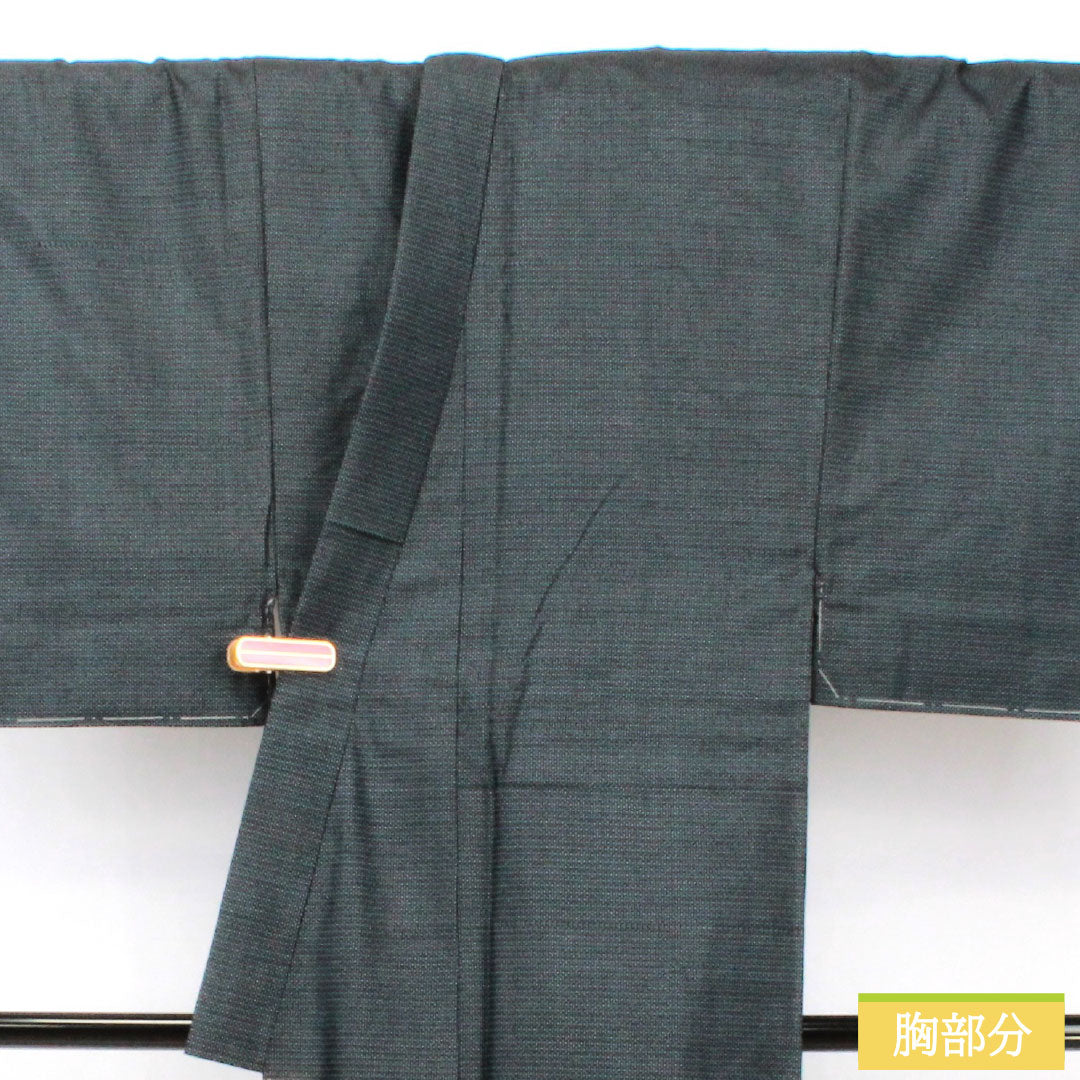 男物 正絹 Sランク 身丈137.5cm 裄丈66.5cm 濃紺色（のうこんいろ） 大島紬 100亀甲 しつけ糸付き 袷 紺系 1119001632318