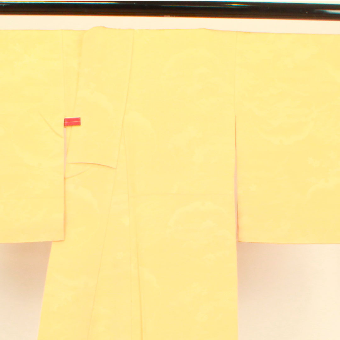 色無地 正絹 肌色 吉祥文様 五三桐  身丈161.5cm 裄丈66cm 袷  Aランク 橙系 1114000903426