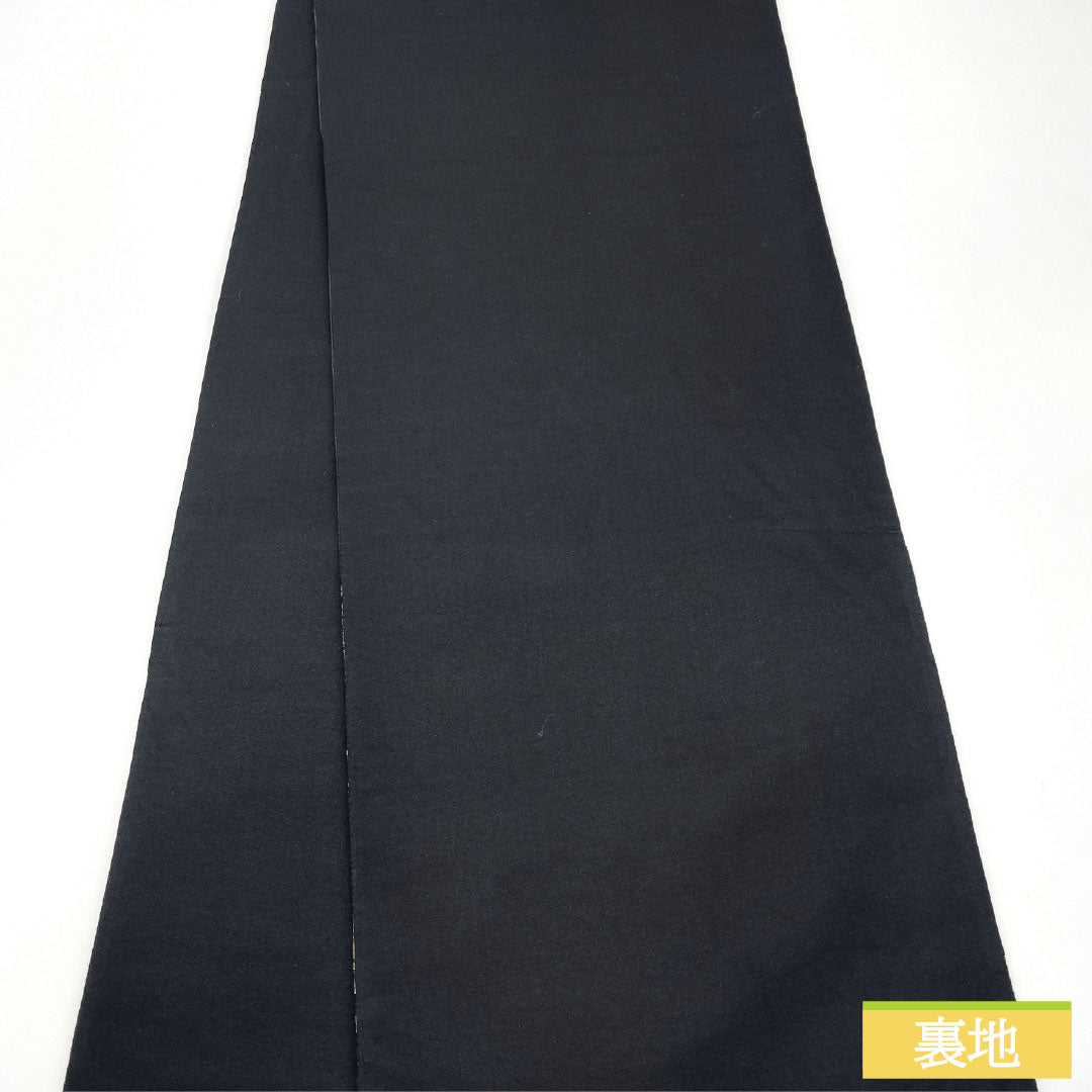 袋帯 正絹 Sランク 西陣織 引箔 流水 雪輪 向かい鶴 帯丈444cm 六通 フォーマル 黒系 1123017032310