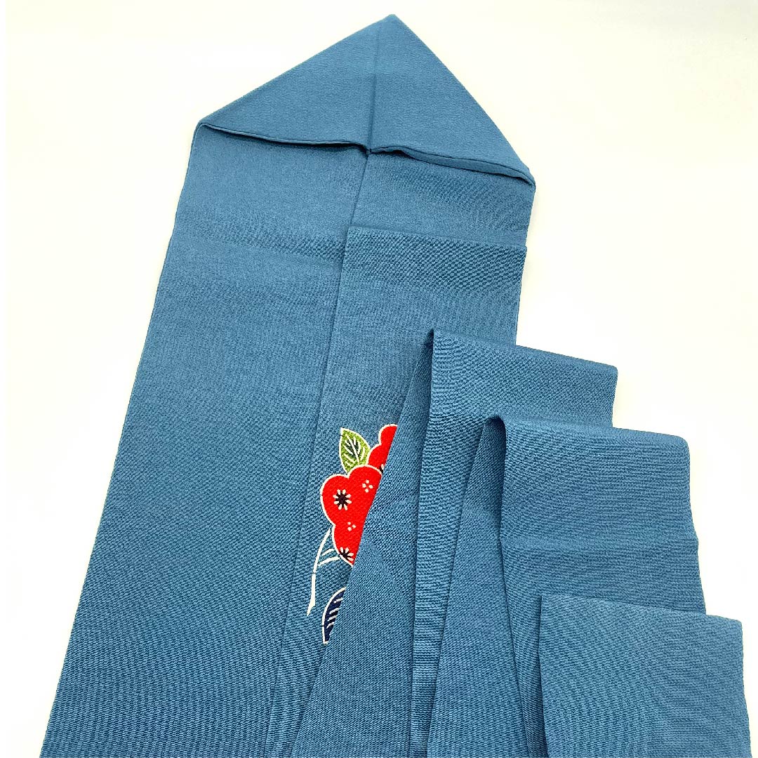 名古屋帯 納戸色 京紅型 栗山工房 椿 帯丈362cm 正絹 Sランク ポイント柄 カジュアル 青系 1124005272317  名古屋仕立て