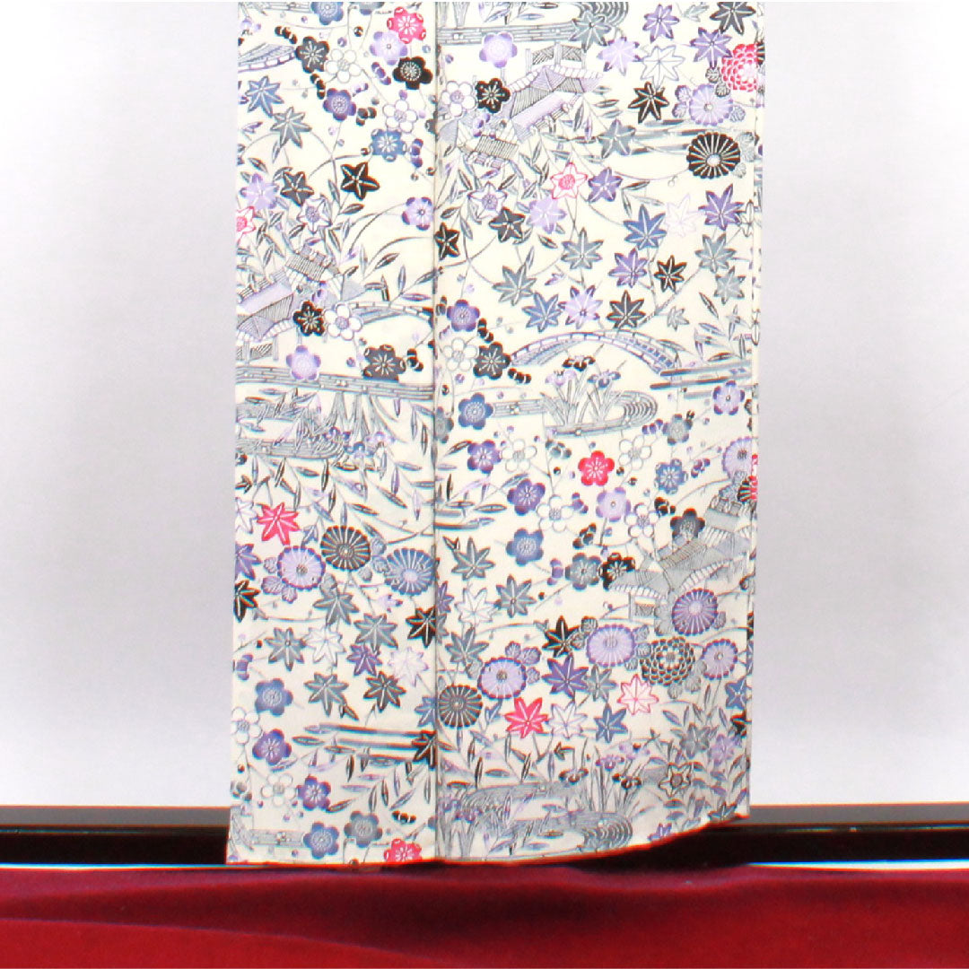 Komon, Length 155cm, Sleeve length 62cm, Awase, Kyoto Bingata, Chayatsuji pattern, Pure silk, S rank, White, 1115002192311