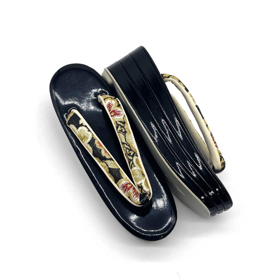 (New old stock) Formal sandal and bag set, black, unused, for furisode, cherry blossom, size M, black, rank S, 1133000062310