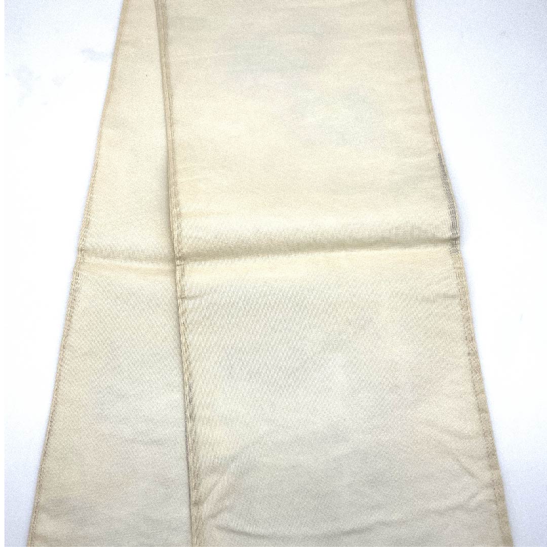 袋帯 生成り色（きなりいろ） 夏帯 桜 藤の花 夏物 帯丈422cm 正絹 Aランク 六通 フォーマル クリーム系 1123007673315