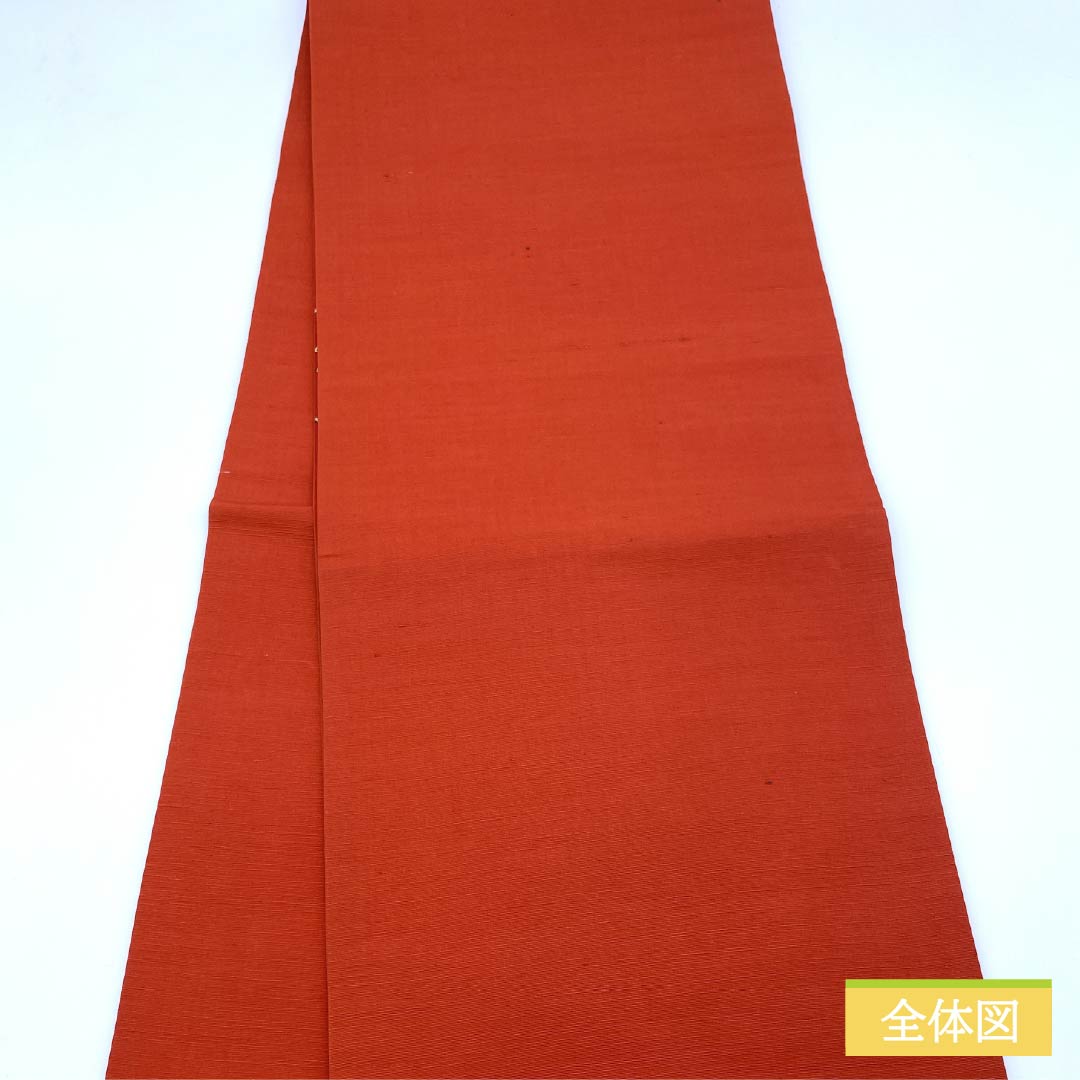 名古屋帯 赤紅色（あかべにいろ） 染め帯 京袋帯 更紗 帯丈358cm 正絹 Aランク 全通 カジュアル 赤系 1124006593312 開き仕立て