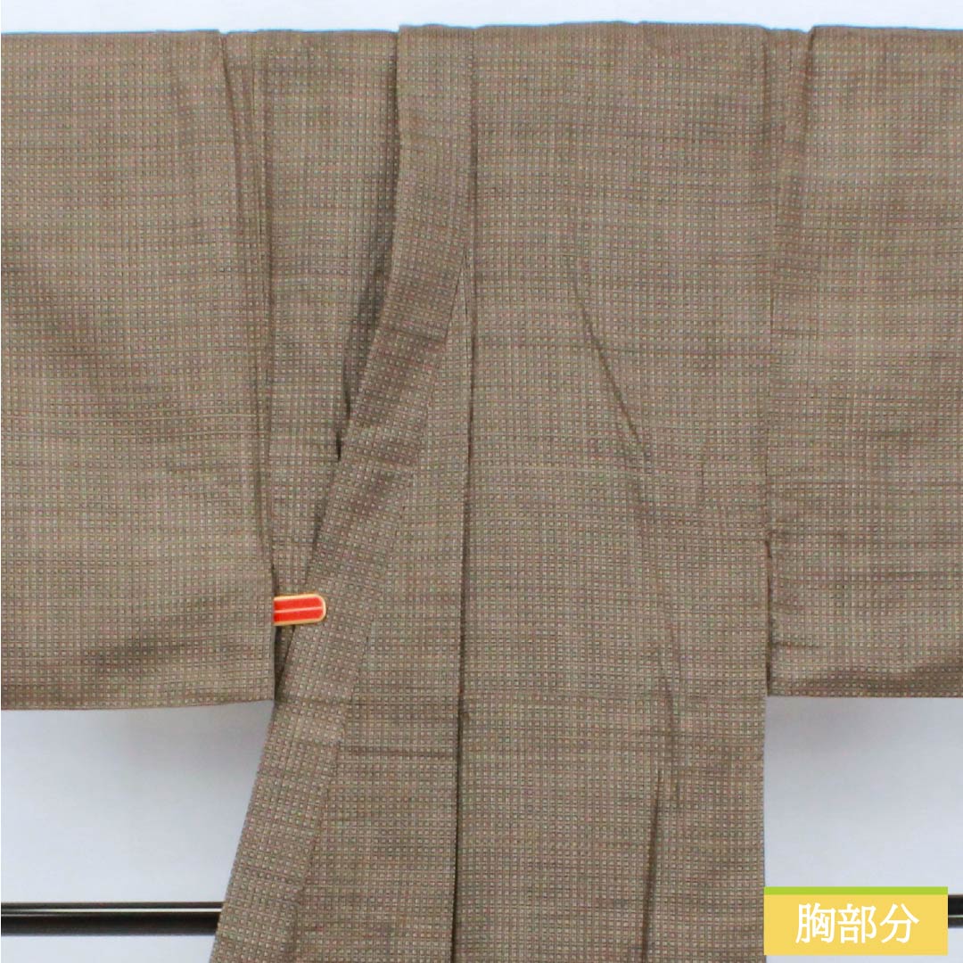 男物 正絹 Sランク 身丈143cm 裄丈63.5cm  憲房色（けんぼういろ） 大島紬 袷 茶系 1119001162414
