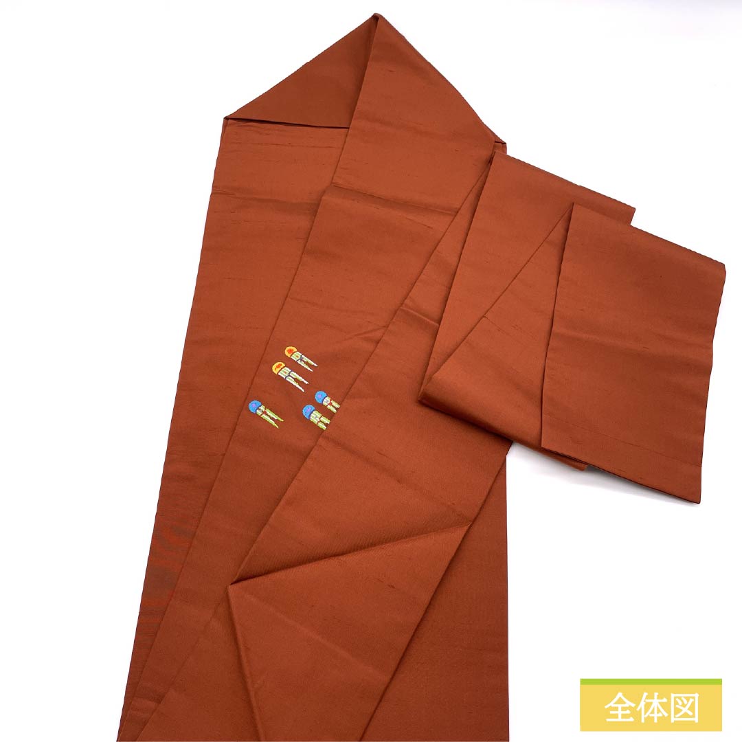 名古屋帯 正絹 Sランク 赤蘇芳色（あかすおういろ） 笙の笛 帯丈363cm ポイント柄 カジュアル 茶系 1124010742314 名古屋仕立て