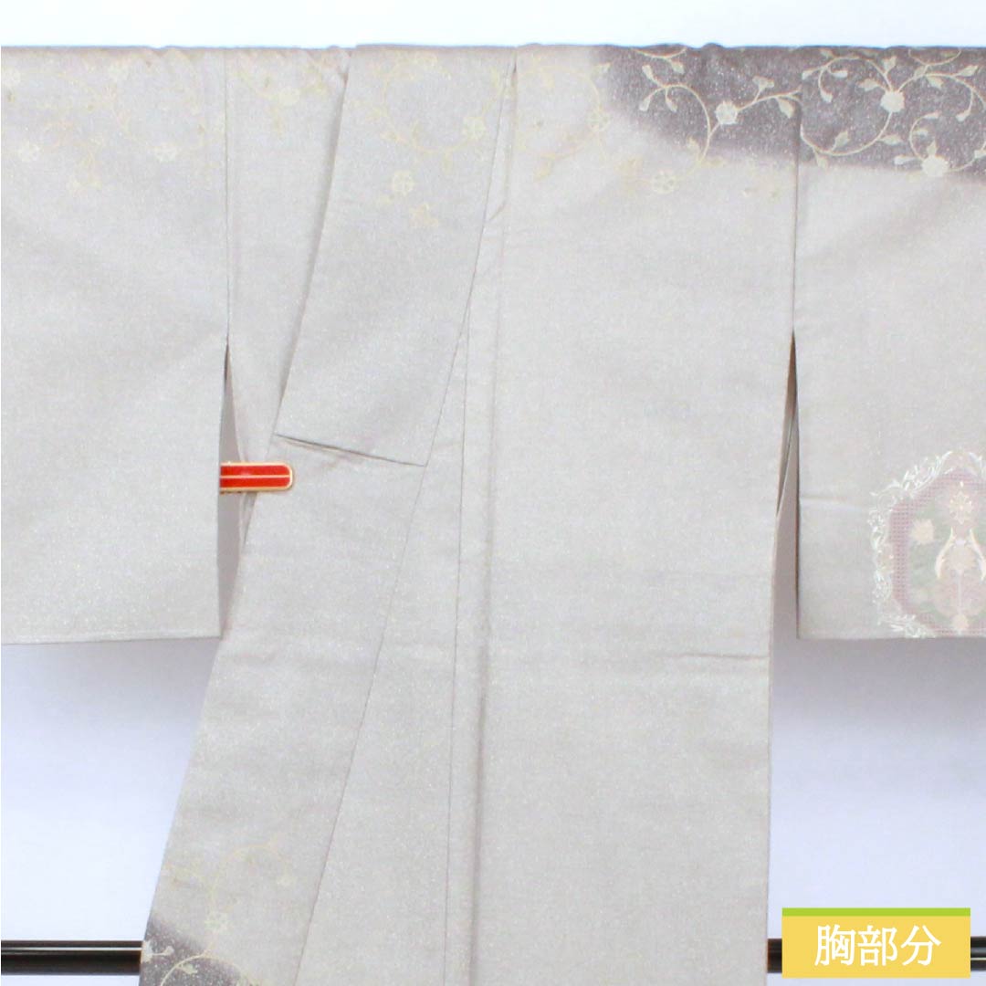 訪問着 正絹 Sランク 袷 身丈164.5cm 裄丈64.5cm 絹鼠色（きぬねずいろ） 蘇州刺繍 汕頭刺繍 抽象模様 グレー系 1112006422422