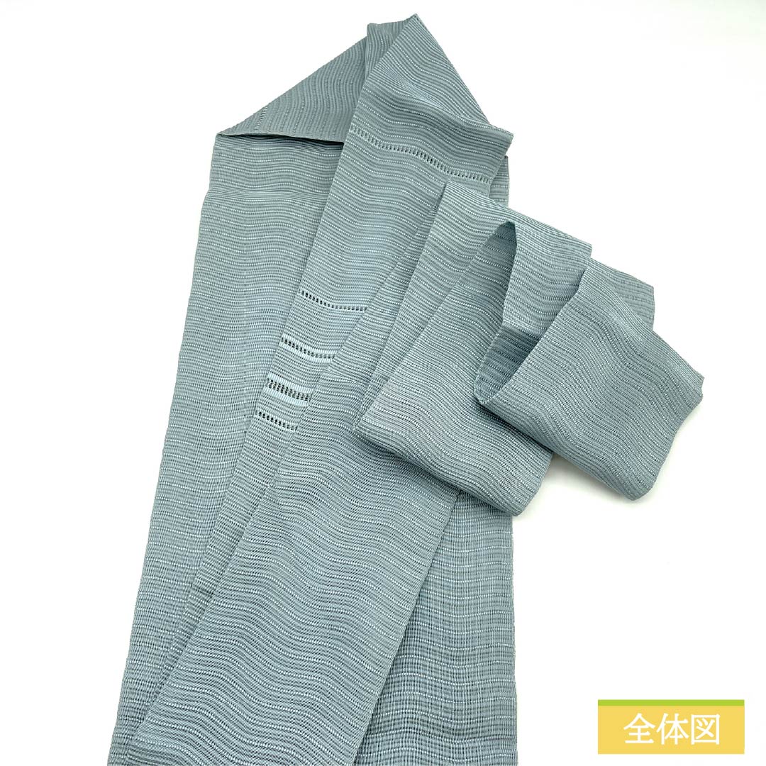 名古屋帯 沈香茶色（とのちゃいろ） 夏帯 抽象模様 帯丈365cm 正絹 Sランク ポイント柄 カジュアル 水色系 1124008622324 名古屋仕立て