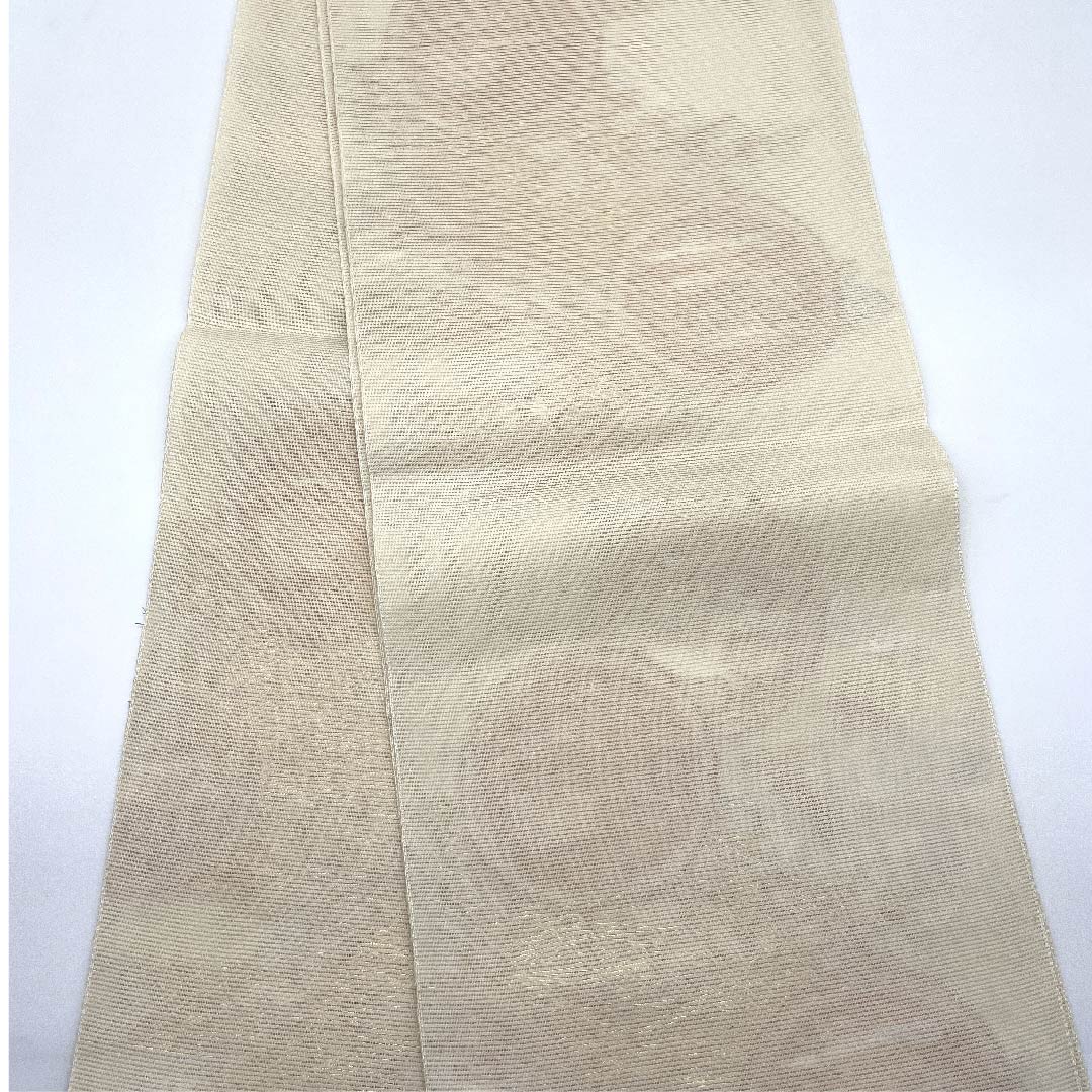袋帯 生成り色（きなりいろ） 夏帯 花紋 帯丈432cm 正絹 Sランク 六通 フォーマル クリーム系 1123007372315