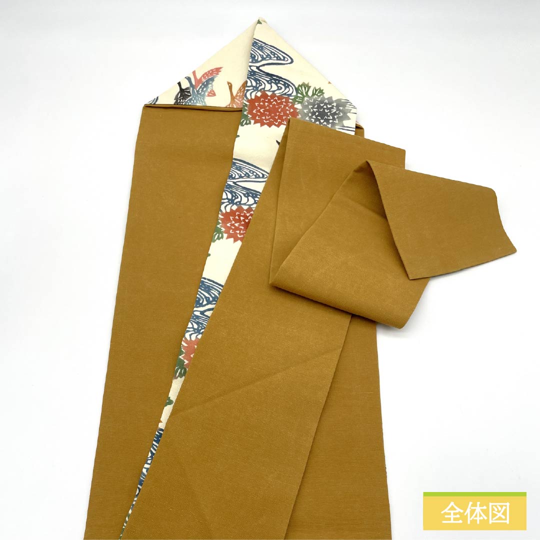 名古屋帯 生成り色（きなりいろ） 京紅型 抽象花模様 鳥 帯丈336cm 正絹 Aランク 六通 カジュアル クリーム系 1124008173315 名古屋仕立て