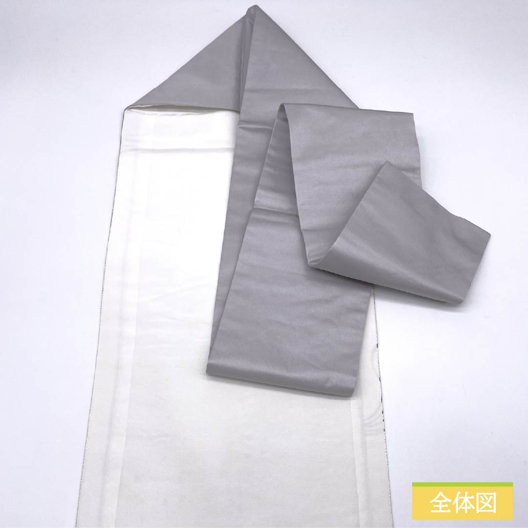 名古屋帯 正絹 Aランク 螺鈿 引箔 かるた 帯丈349cm ポイント柄 セミフォーマル 銀系 1124009043322 名古屋仕立て