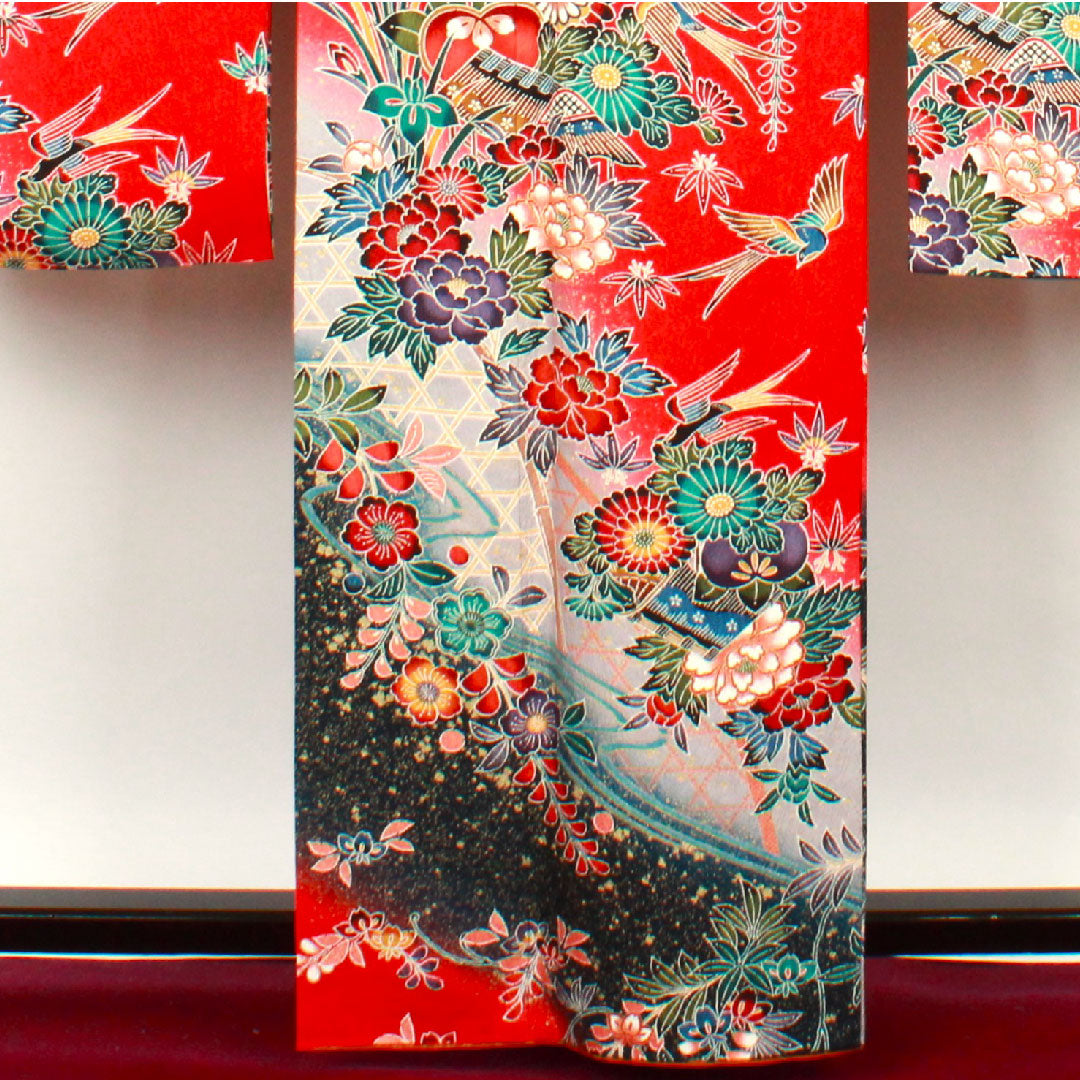 振袖 身丈163cm 裄丈64cm 袷  茜色 型染 吉祥文様  正絹 Sランク 赤系 1113000862412