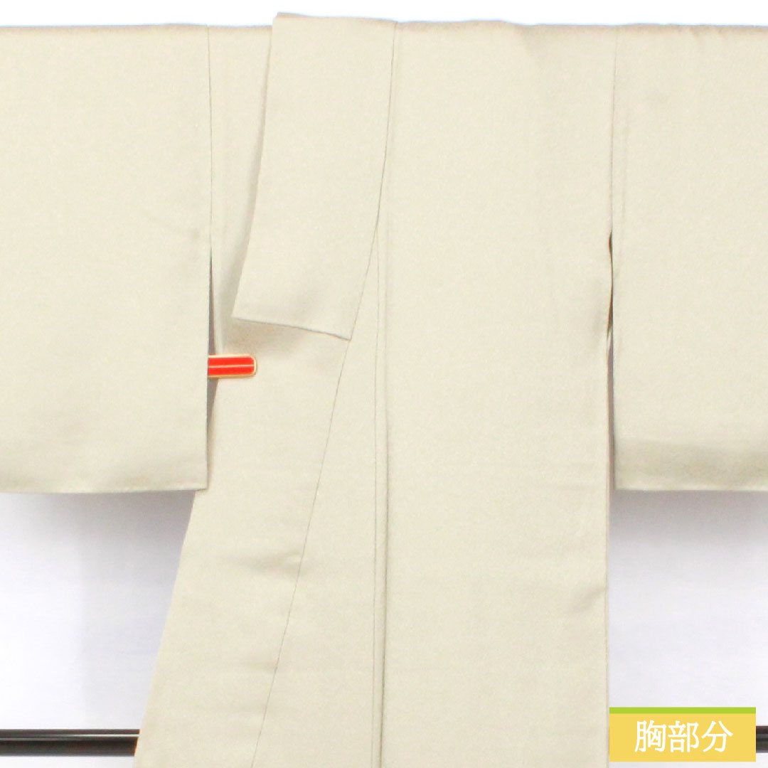 色無地 正絹 身丈150.5cm 裄丈61.5cm 雲井鼠色（くもいねずいろ）綸子 一つ紋 中陰片喰 袷 Sランク グレー系 1114001982122