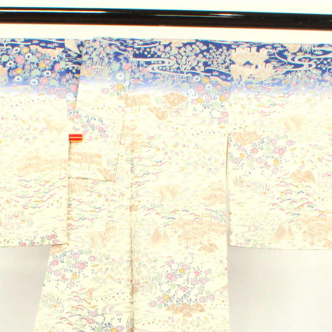 訪問着 正絹 袷 身丈158.5cm 裄丈65cm 乳白色 京友禅 茶屋辻 Sランク クリーム系 1112002972315