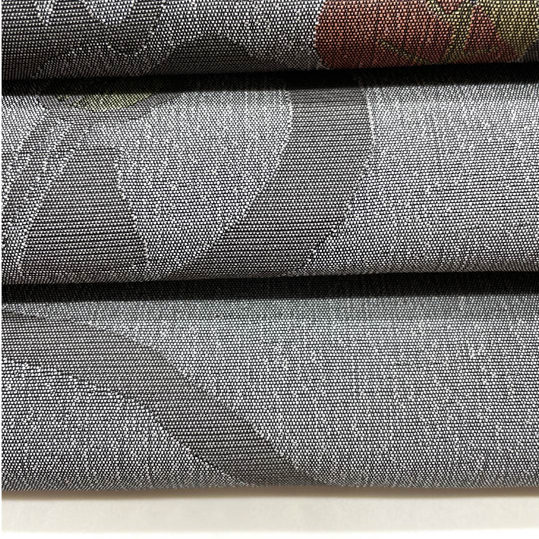 名古屋帯 京袋帯 具墨色 抽象模様 帯丈380cm ポリ Aランク 六通 セミフォーマル グレー系 1124003303322  開き仕立て