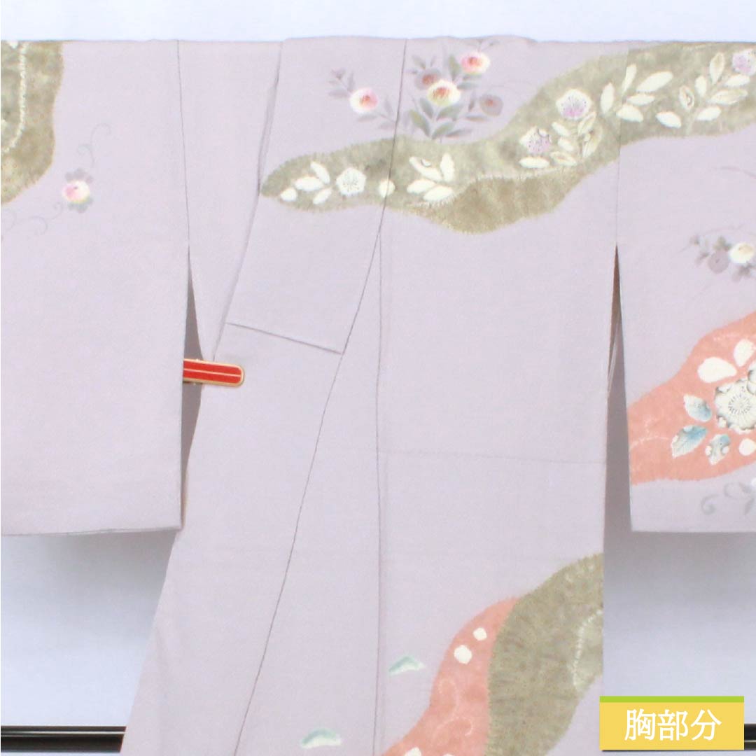 訪問着 正絹 Aランク 袷 身丈151.5cm 裄丈62cm 霞色（かすみいろ） 京友禅 辻ヶ花 紫系 1112006793220