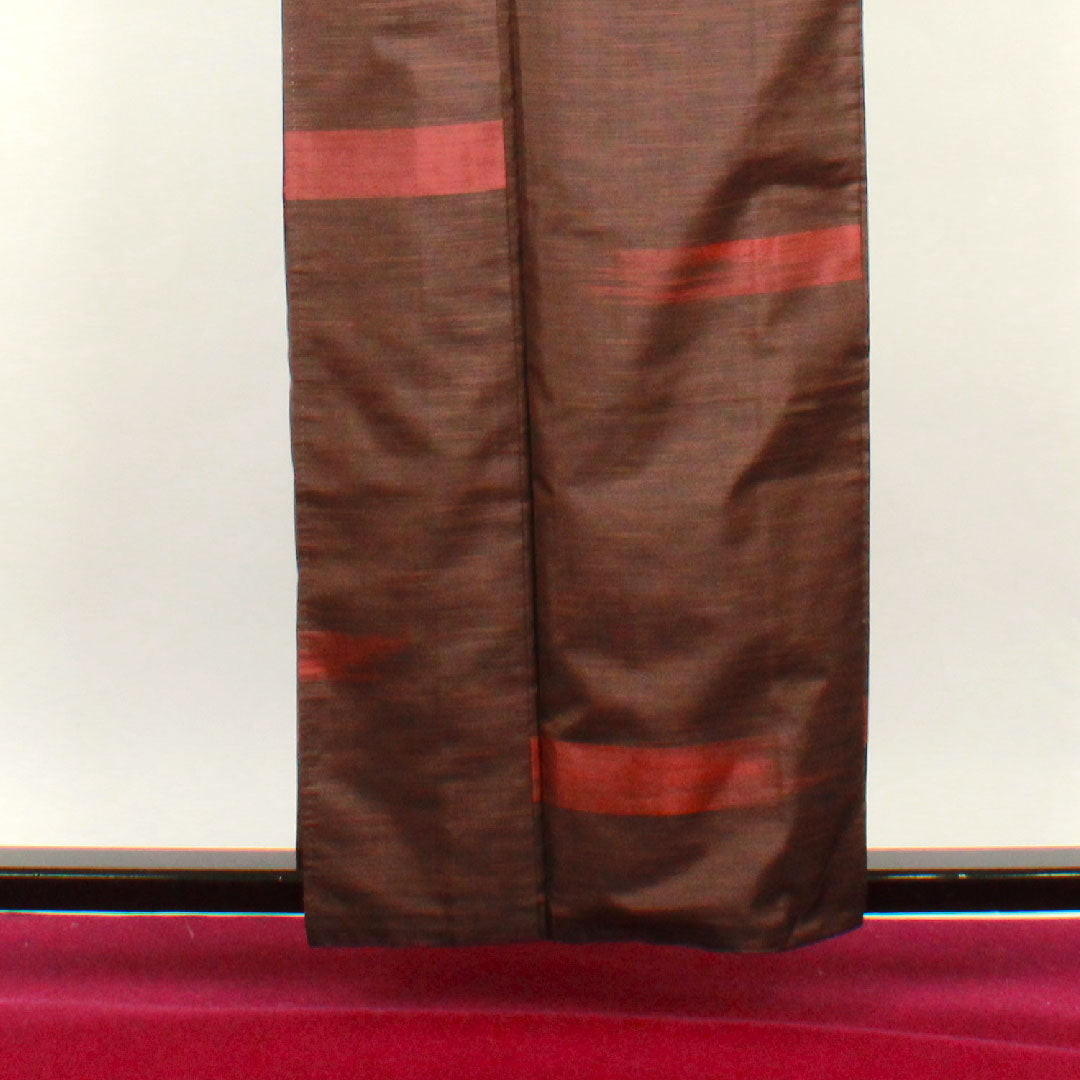 大島紬 身丈159.5cm 裄丈60.5cm 黒鳶色 横縞 縞大島 正絹 Bランク 袷 茶系 1116001714314