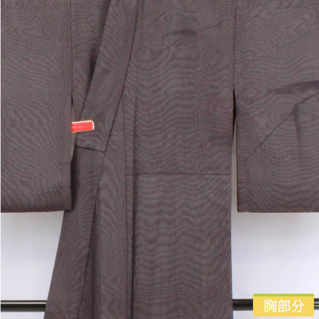 夏物 正絹 訪問着 身丈149cm 裄丈63cm 紫烏色（しうしょく） 京友禅 笹 二重紗 Sランク 紫系 1132002792120