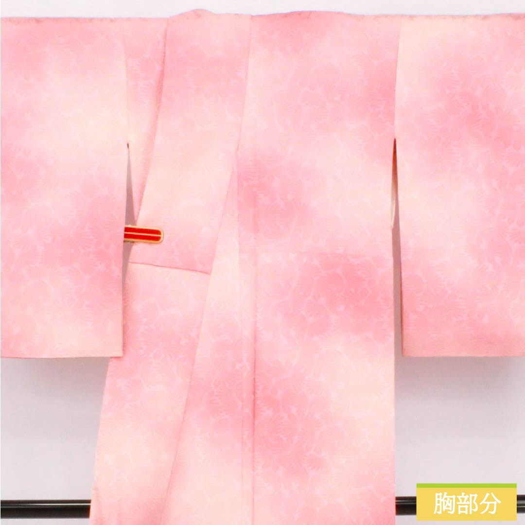 色無地 正絹 Bランク 身丈148.5cm 裄丈61.5cm 一重梅色（ひとえうめいろ） 一つ紋 揚羽蝶 ぼかし染め 袷 ピンク系 1114002634113