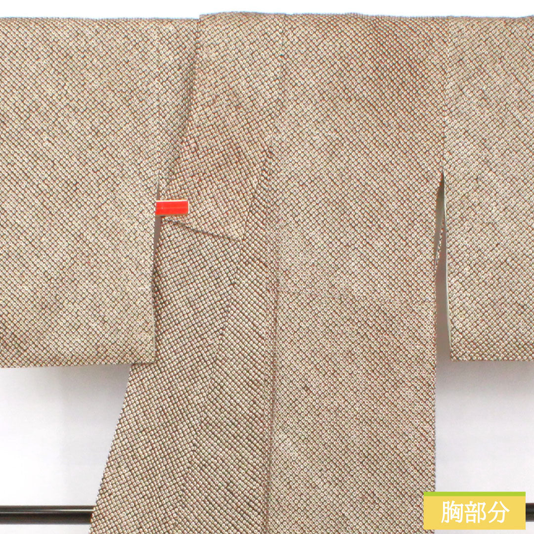 小紋 正絹 身丈156cm 裄丈63.5cm 袷 総絞り 疋田絞り Aランク 黒系 1115004633310