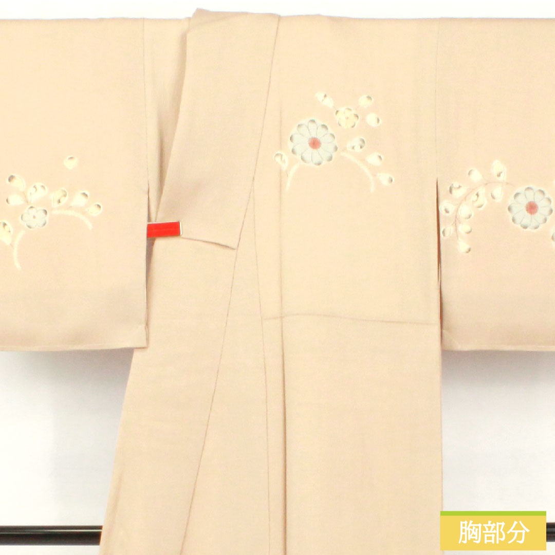 訪問着 正絹 袷 身丈152cm 裄丈61.5cm 薄香色（うすこういろ） 辻ヶ花 しつけ糸付き Sランク ベージュ系 1112006012225