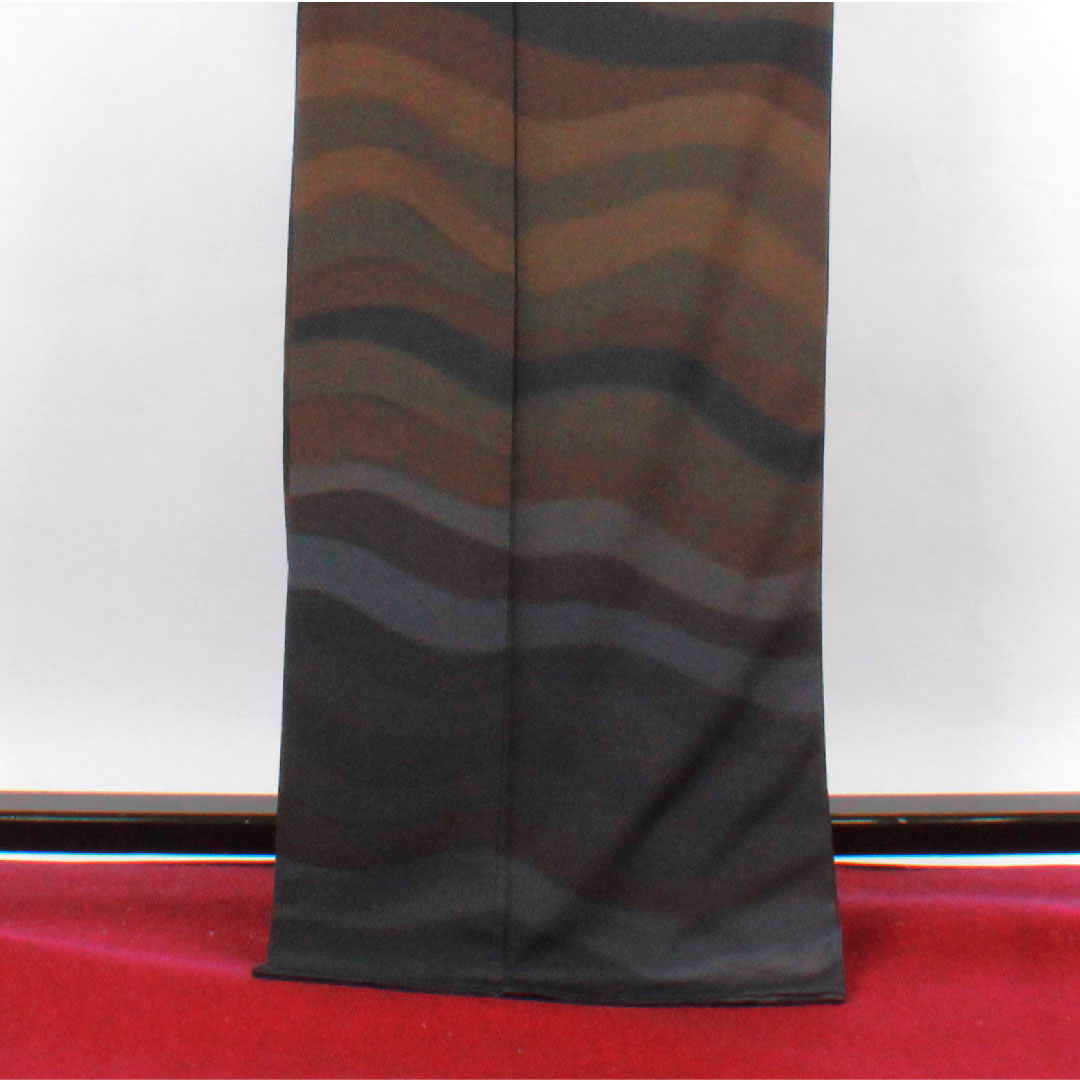 小紋 身丈168cm 裄丈66cm 袷  ボカシ染 抽象模様  正絹 Aランク グラデ 1115002363599