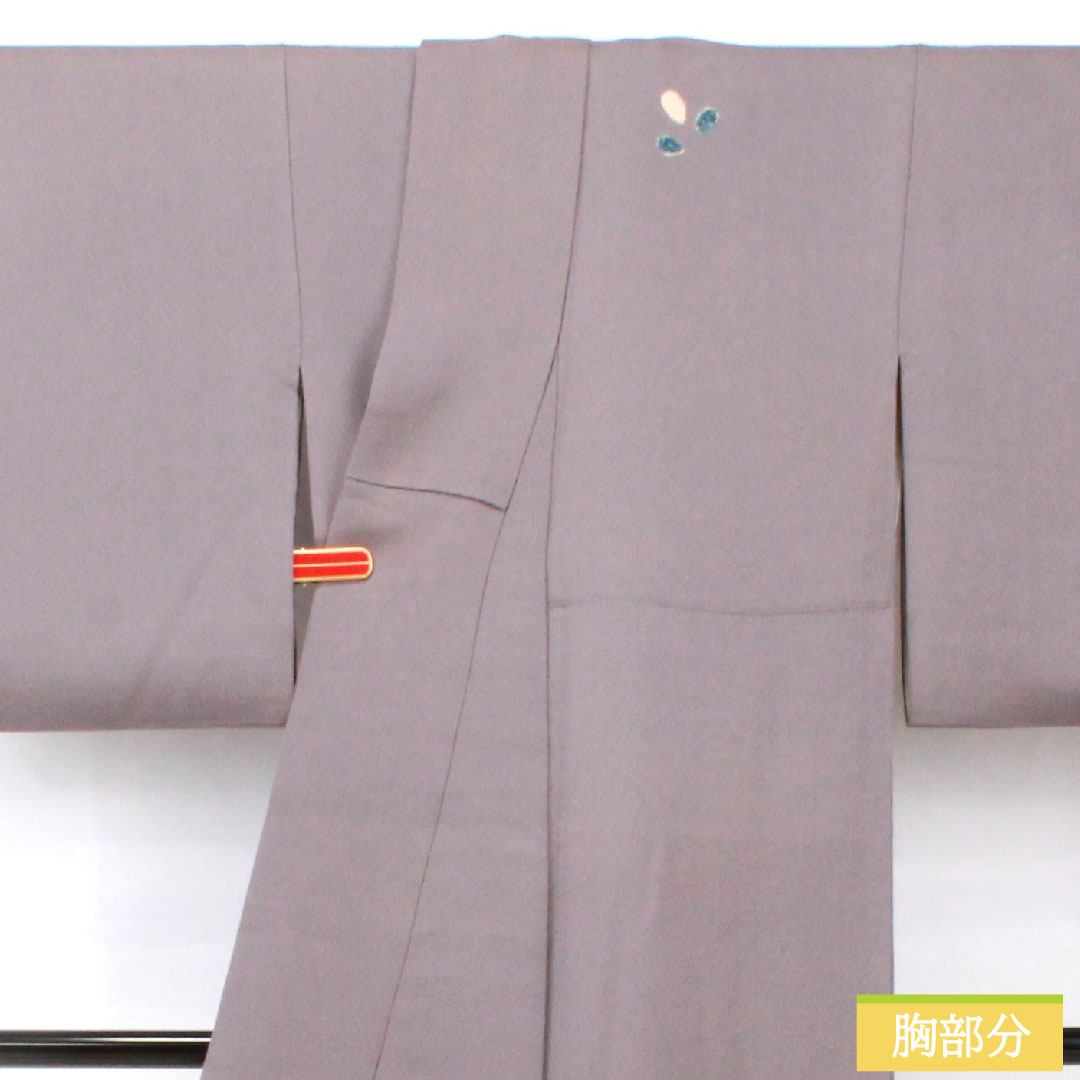 訪問着 正絹 袷 身丈159.5cm 裄丈63.5cm 紫鼠色（むらさきねずいろ）  ちりめん地 辻ヶ花 道長取り 付下げ Aランク グレー系 1112005583322