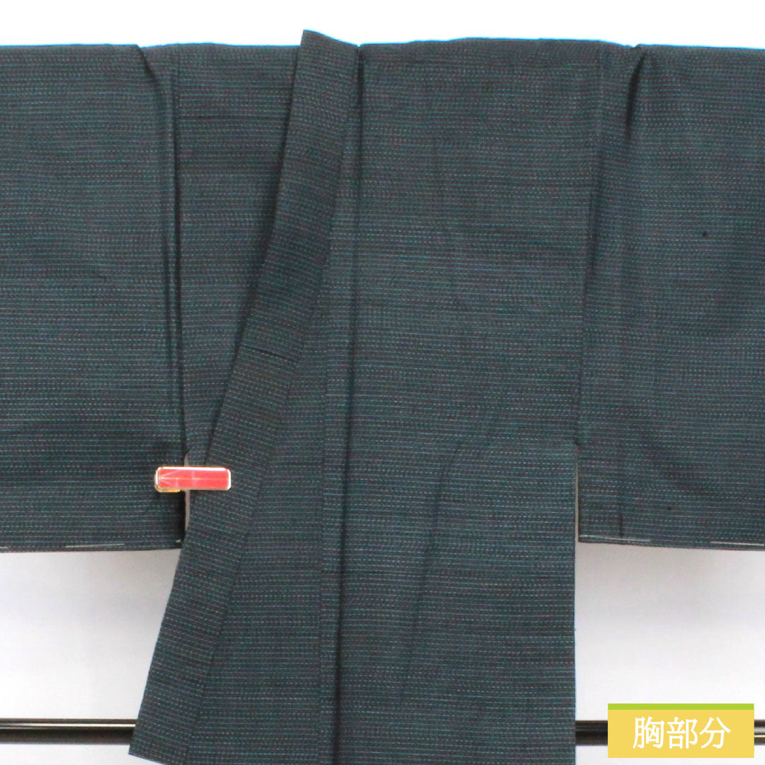 男物 正絹 Sランク 身丈141.5cm 裄丈64cm 大島紬 横双絣 しつけ糸付き 袷 紺系 1119001732418