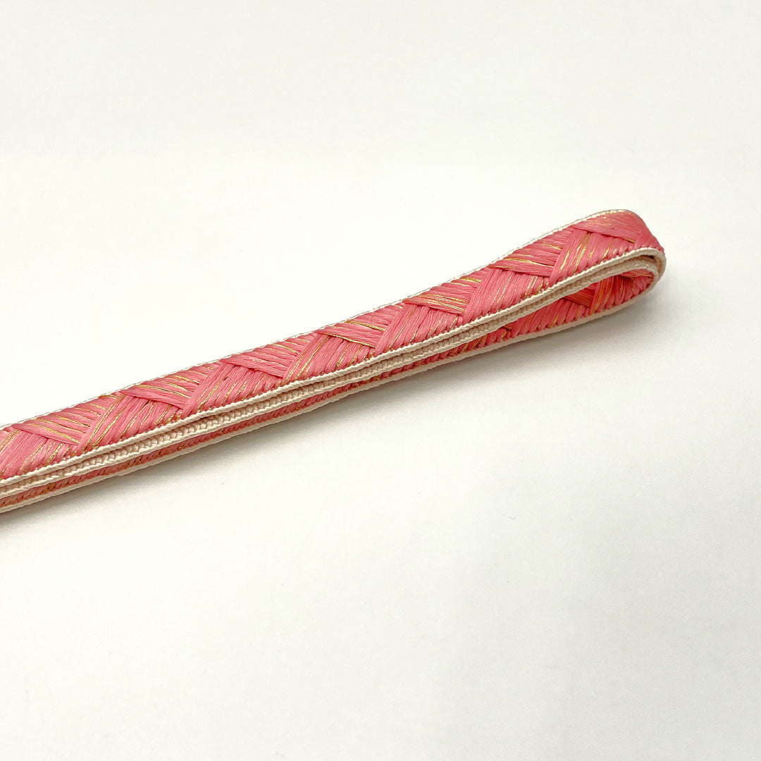 （新古品） 帯締め・帯揚げセット 正絹 NEWランク 桃紅色（とうこうしょく） 手組紐 古典柄  長さ約160cm 幅約1.7cm セミフォーマル ピンク系 1141000581313