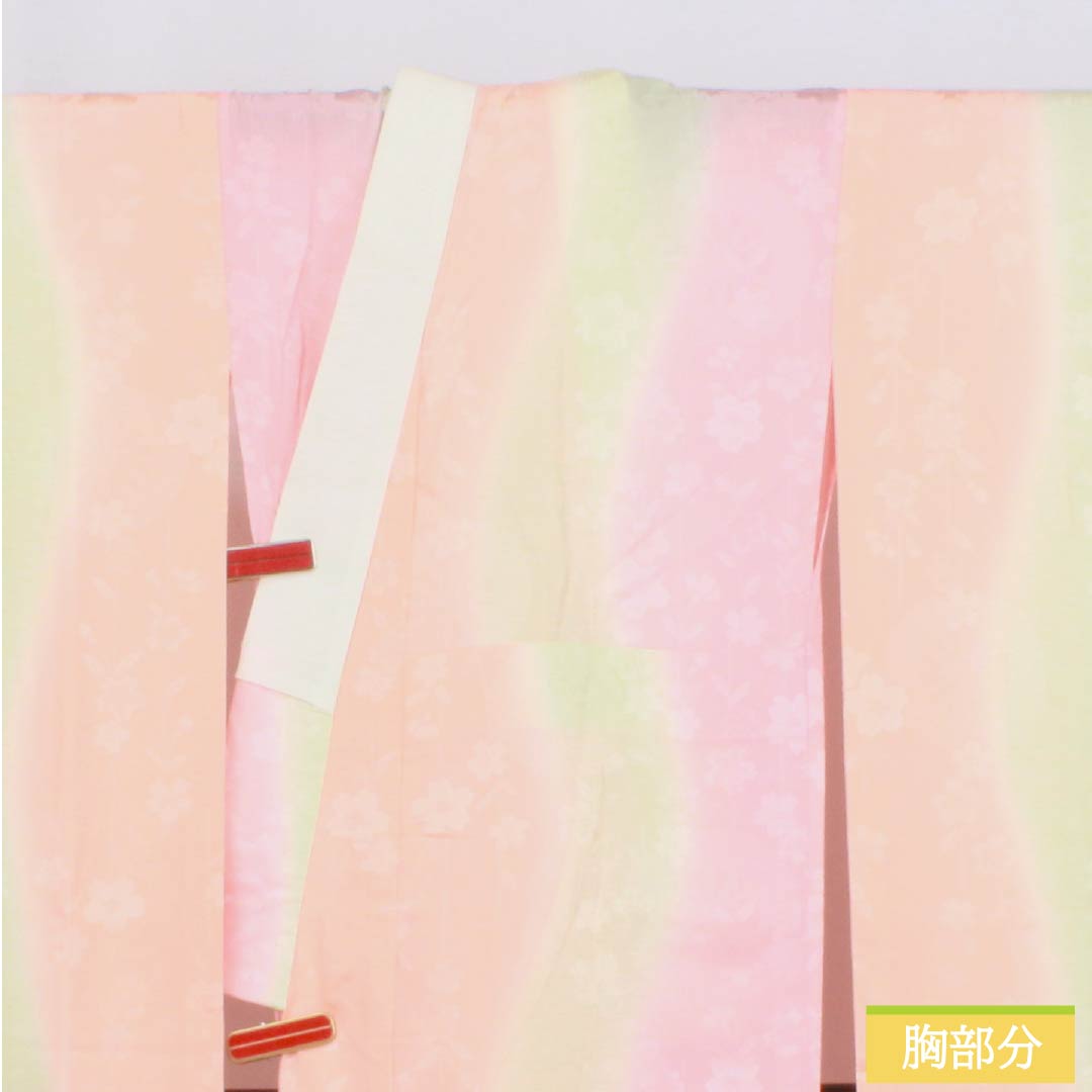 長襦袢 正絹 Sランク 身丈133cm 裄丈66cm 単衣 ボカシ染 桜 半衿付き グラデーション系 1129000732499