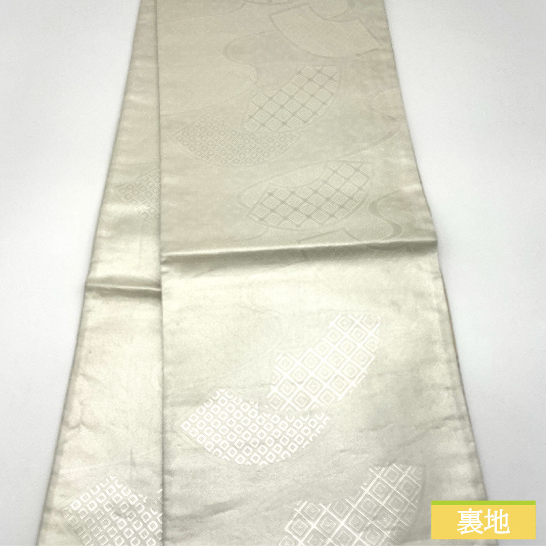 リサイクル着物】袋帯 正絹 Aランク 西陣織 扇面 吉祥文様 帯丈434cm